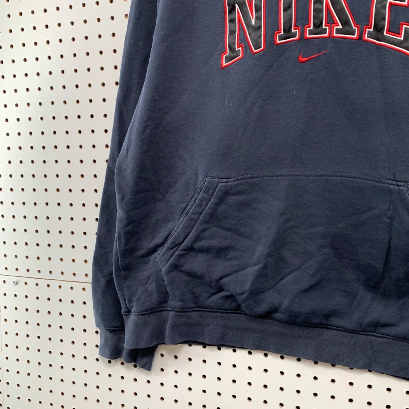 Nike VTG Nike Center Swoosh Hoodie Mens XL Blue Red Embroidered 25x27.5 Pullover Sweatshirt, Fleece, Classic Logo, 90s Style Size US XL / EU 56 / 4 - 3 Thumbnail