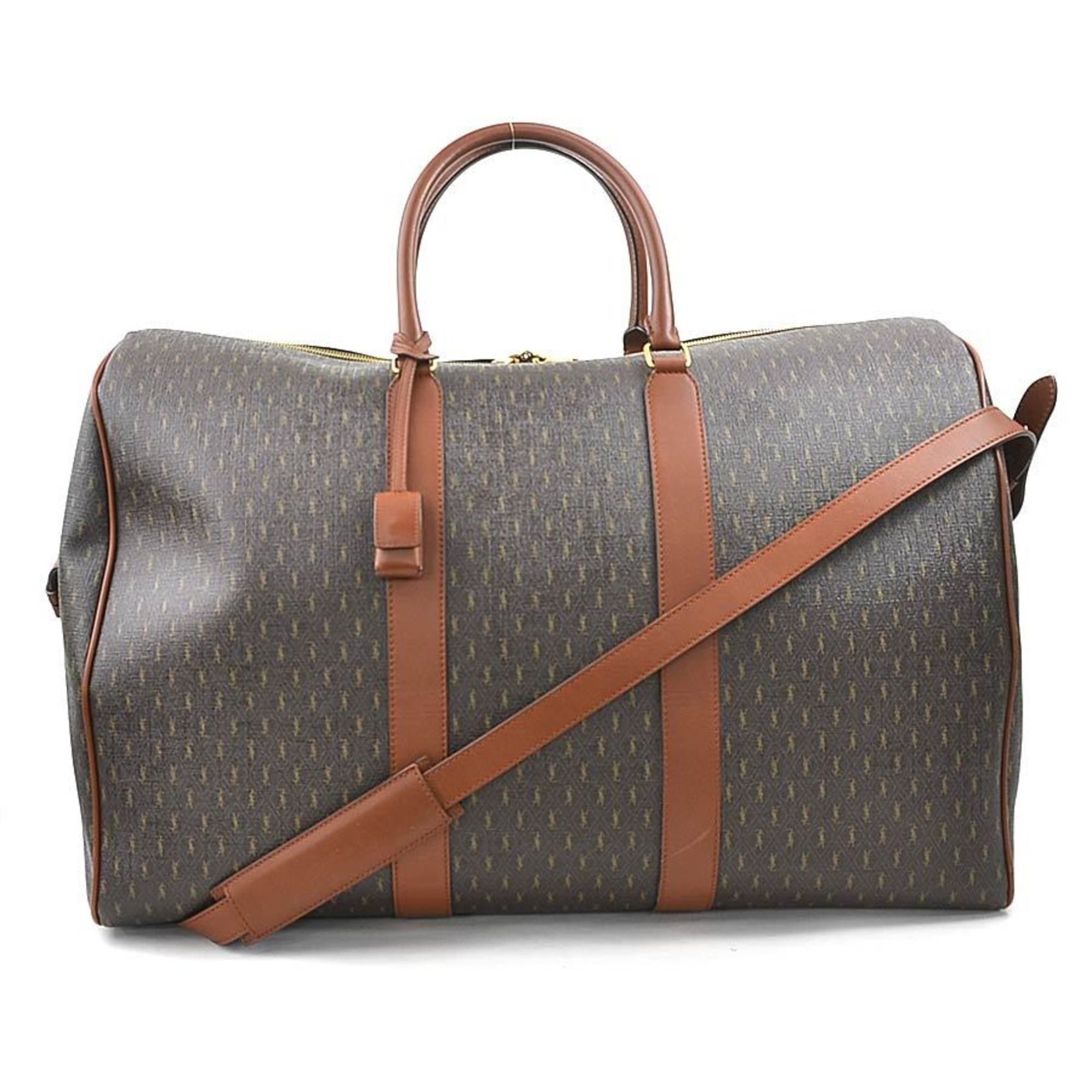 Saint Laurent Paris Saint Laurent Boston bag, coated canvas, leather, brown, for men and women, 582141, 90065g Size ONE SIZE - 1 Thumbnail