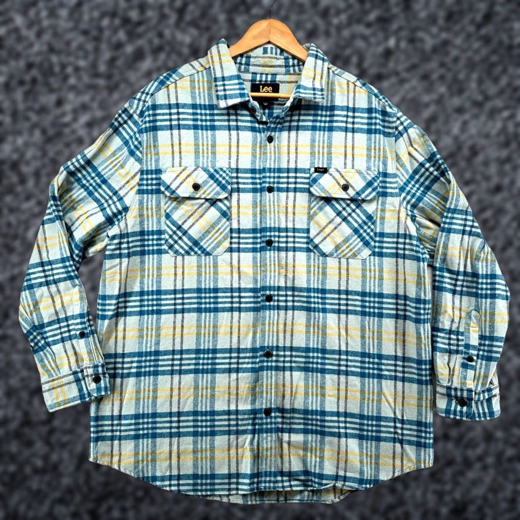 Lee Lee Shirt XL Men Button-Down Flannel Light Blue Plaid NEW With Tags Workwear Size US XL / EU 56 / 4 - 1 Thumbnail