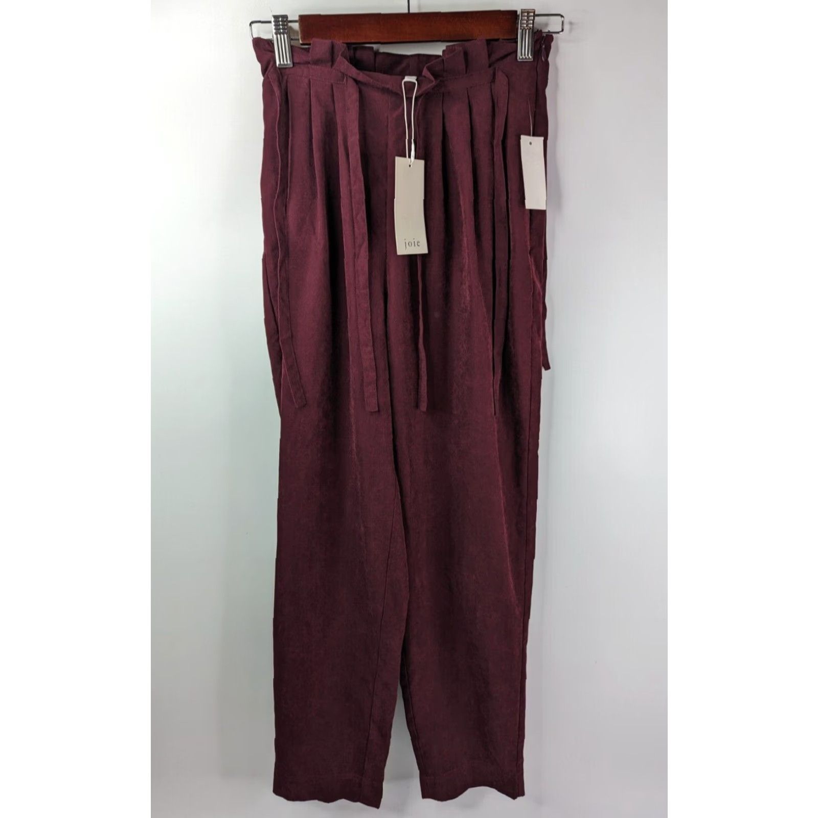 Joie NWT Joie Pants Deep Wine Paperbag Tie Belted Womens Size 00 Pull-on Size 24" / US 00 / IT 34 - 2 Thumbnail