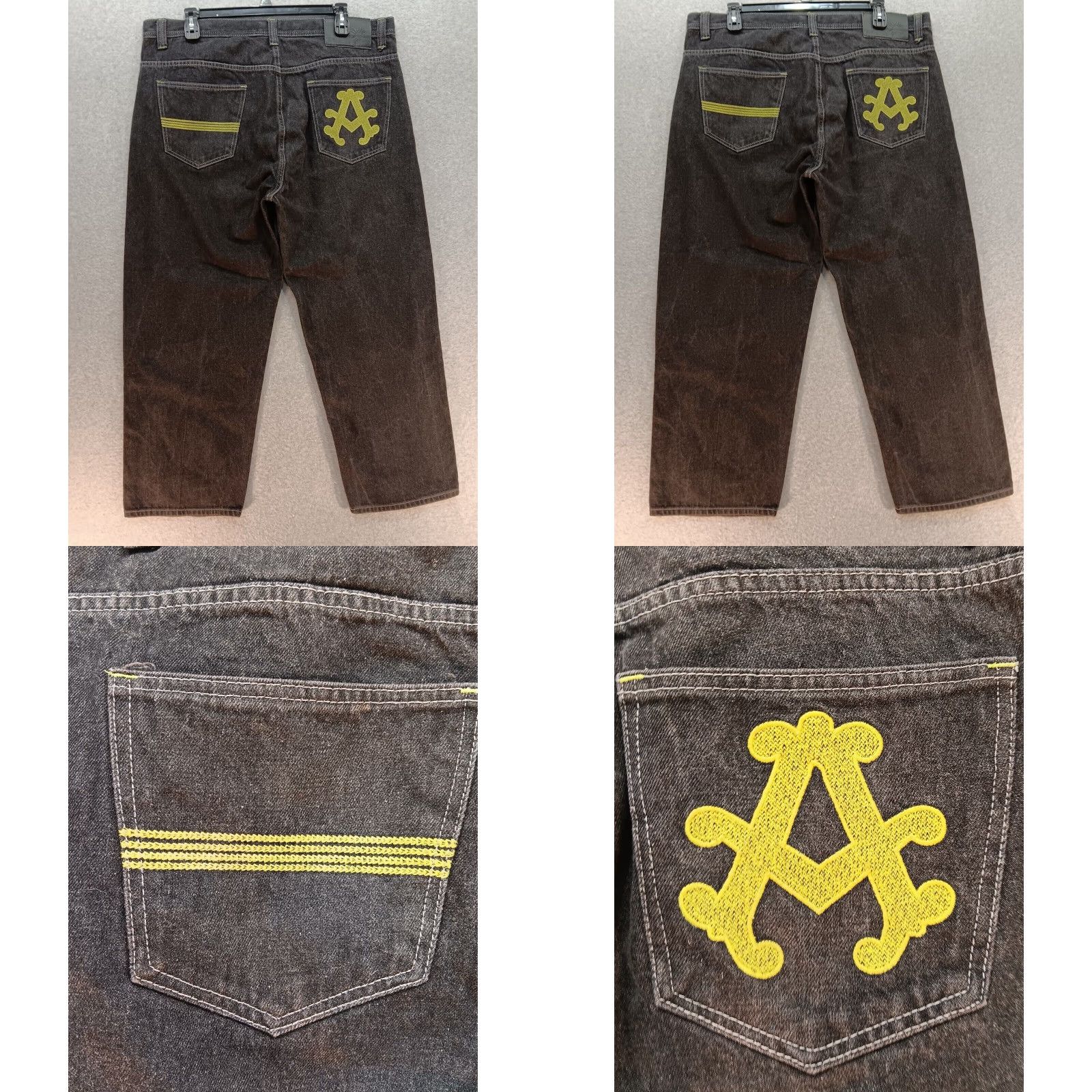 Akademiks VINTAGE Akademiks Jeans 44x34 Black Denim Wide-Leg Mens 5-Pocket Logo Embroidered Y2K Hip Hop Skater Spring Summer Fall Winter Size US 44 / EU 60 - 8 Thumbnail