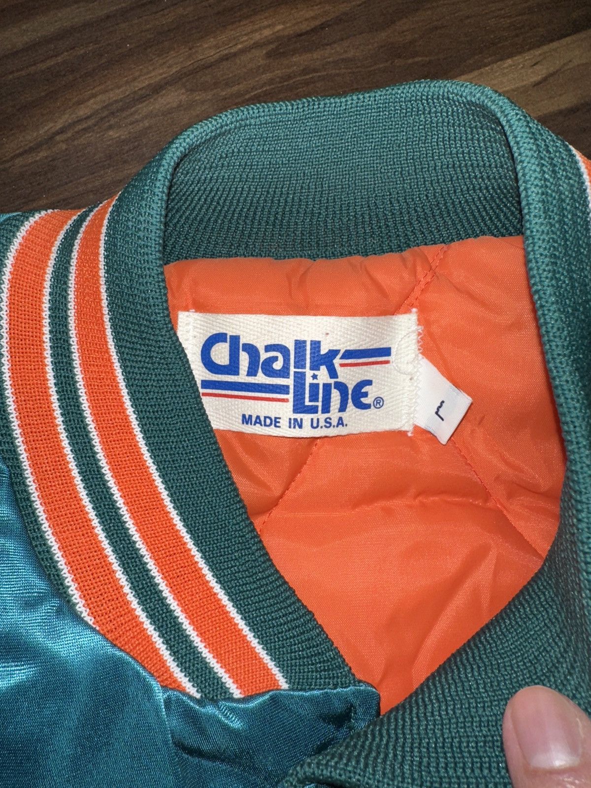 NFL × Vintage Vtg 80s 90s CHALKLINE Miami Dolphins Satin Team Jacket L Size US L / EU 52-54 / 3 - 5 Thumbnail