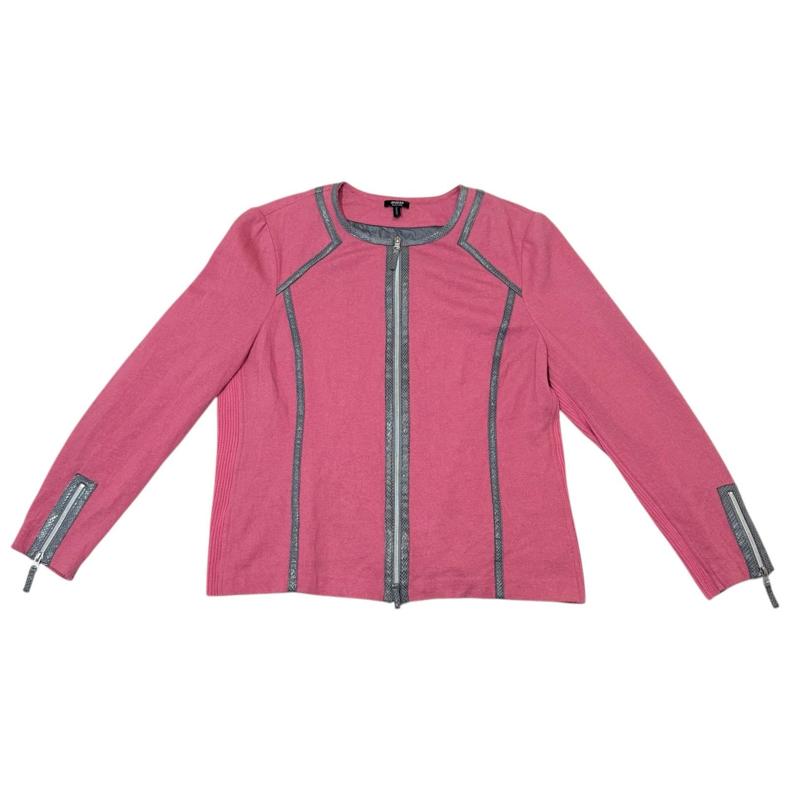 Other Basler Black Label Wool Jacket Zip Up Pink Gray Trim Size 44 Size XL / US 12-14 / IT 48-50 - 1 Thumbnail