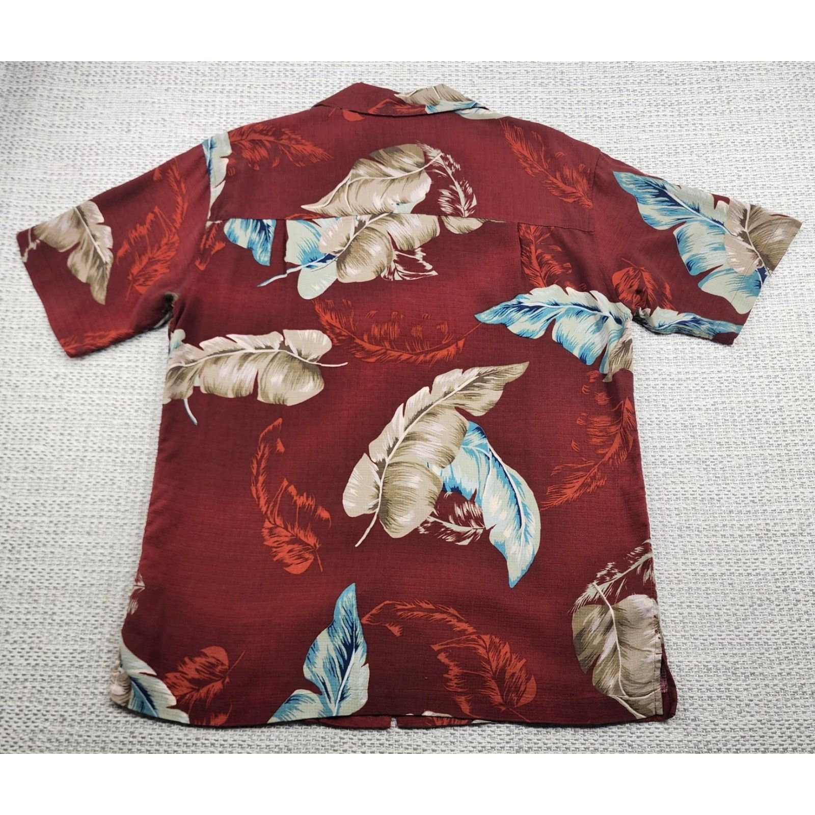 Vintage Island Shores Shirt Mens Medium Red Silk Hawaiian Aloha Palm Print Beach Tropical Floral Camp Shirt M Size US M / EU 48-50 / 2 - 6 Thumbnail