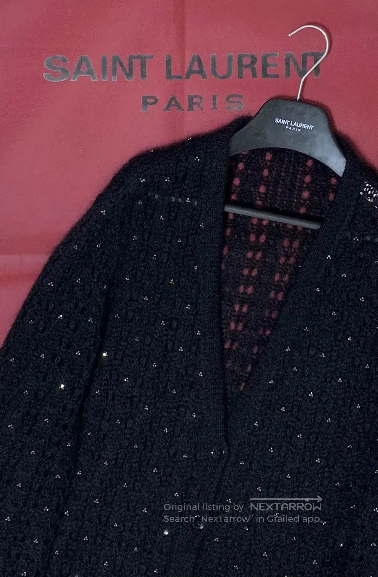 Saint Laurent Paris Saint Laurent Mohair Cardigan with Rhinestones. Size US L / EU 52-54 / 3 - 7 Thumbnail