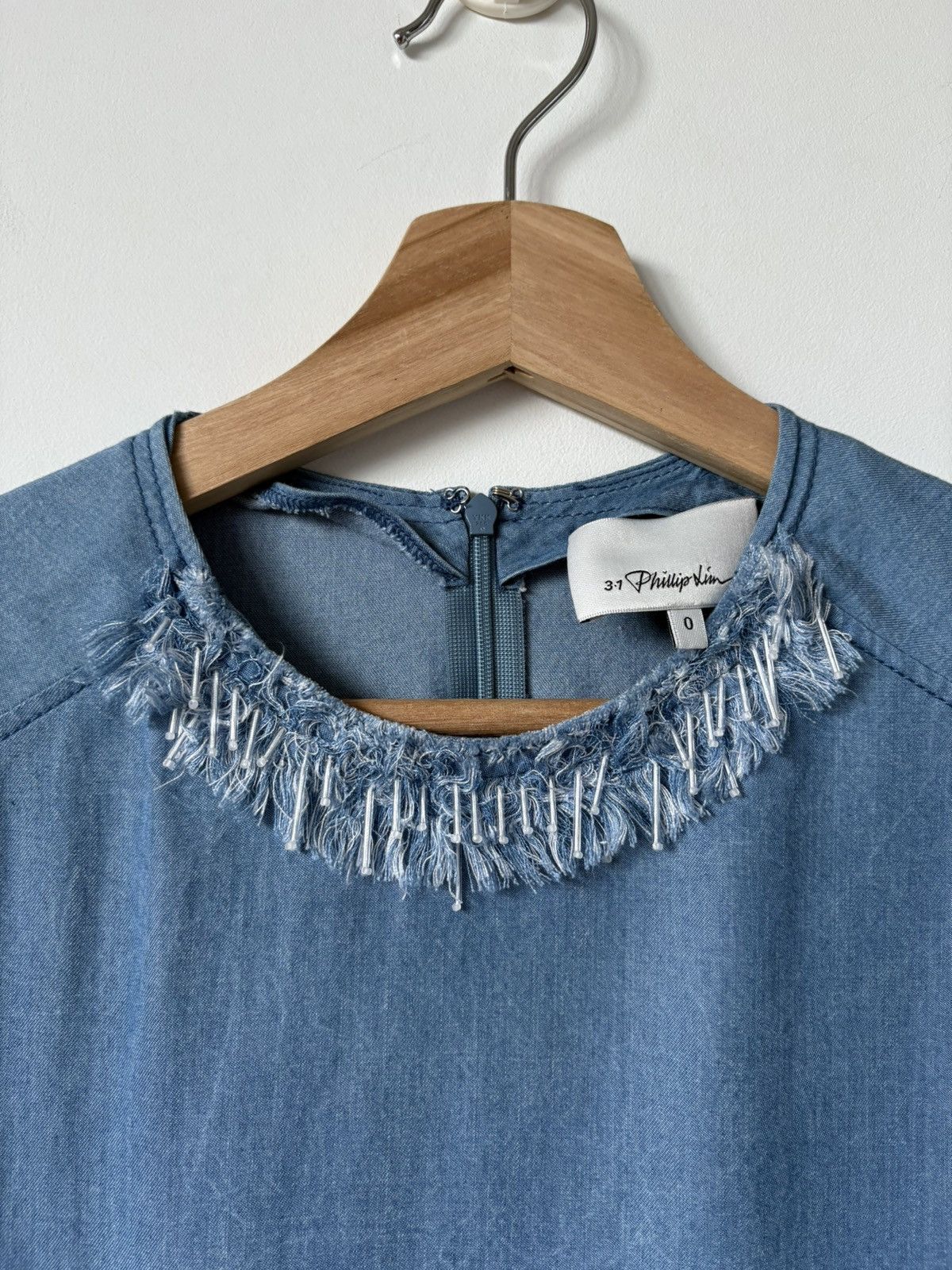 3.1 Phillip Lim 3.1 Phillip Lim Chambray Fringe Neck Top Size S / US 4 / IT 40 - 4 Thumbnail