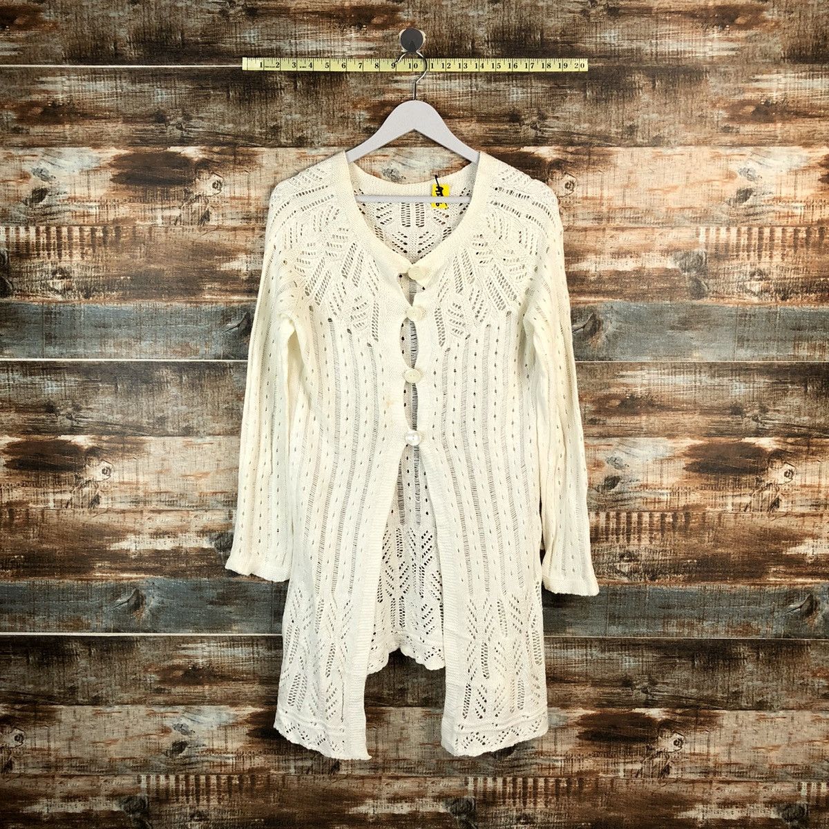 Peyton Place White crochet meshnet Cardigan Knitwear #A2256