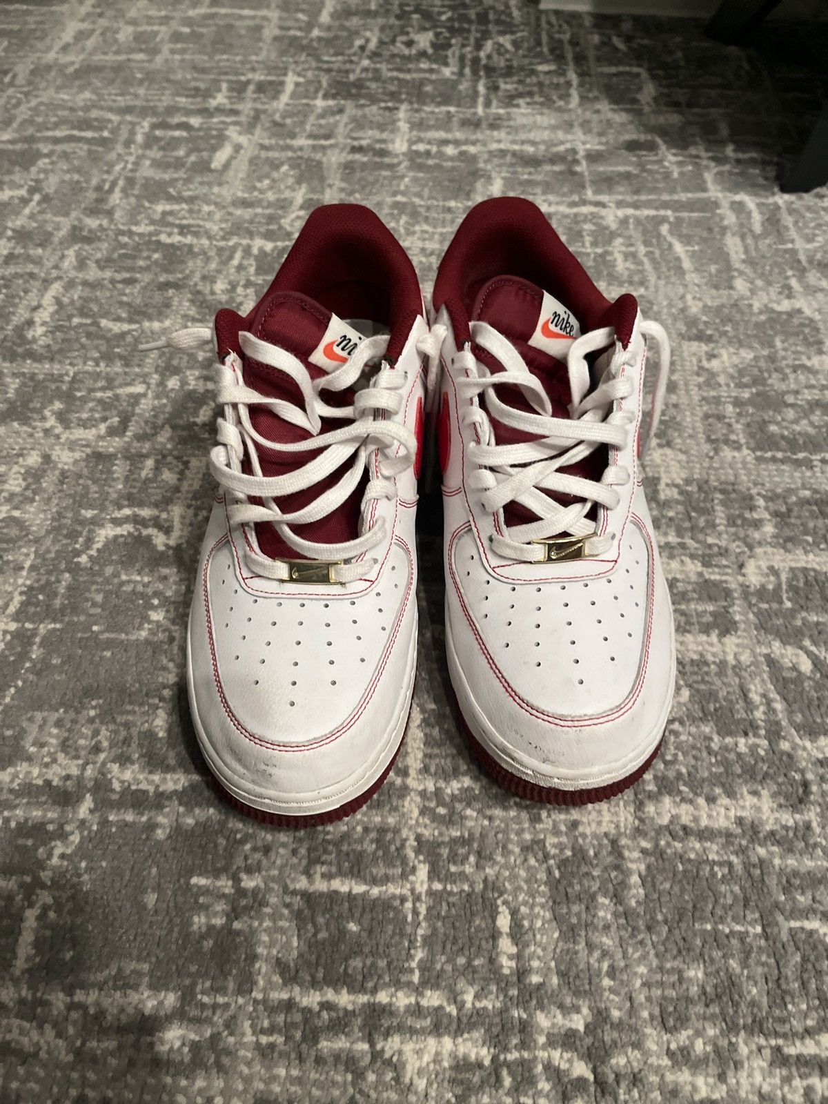 Nike Double Red and White Air Forces Size US 11 / EU 44 - 4 Thumbnail