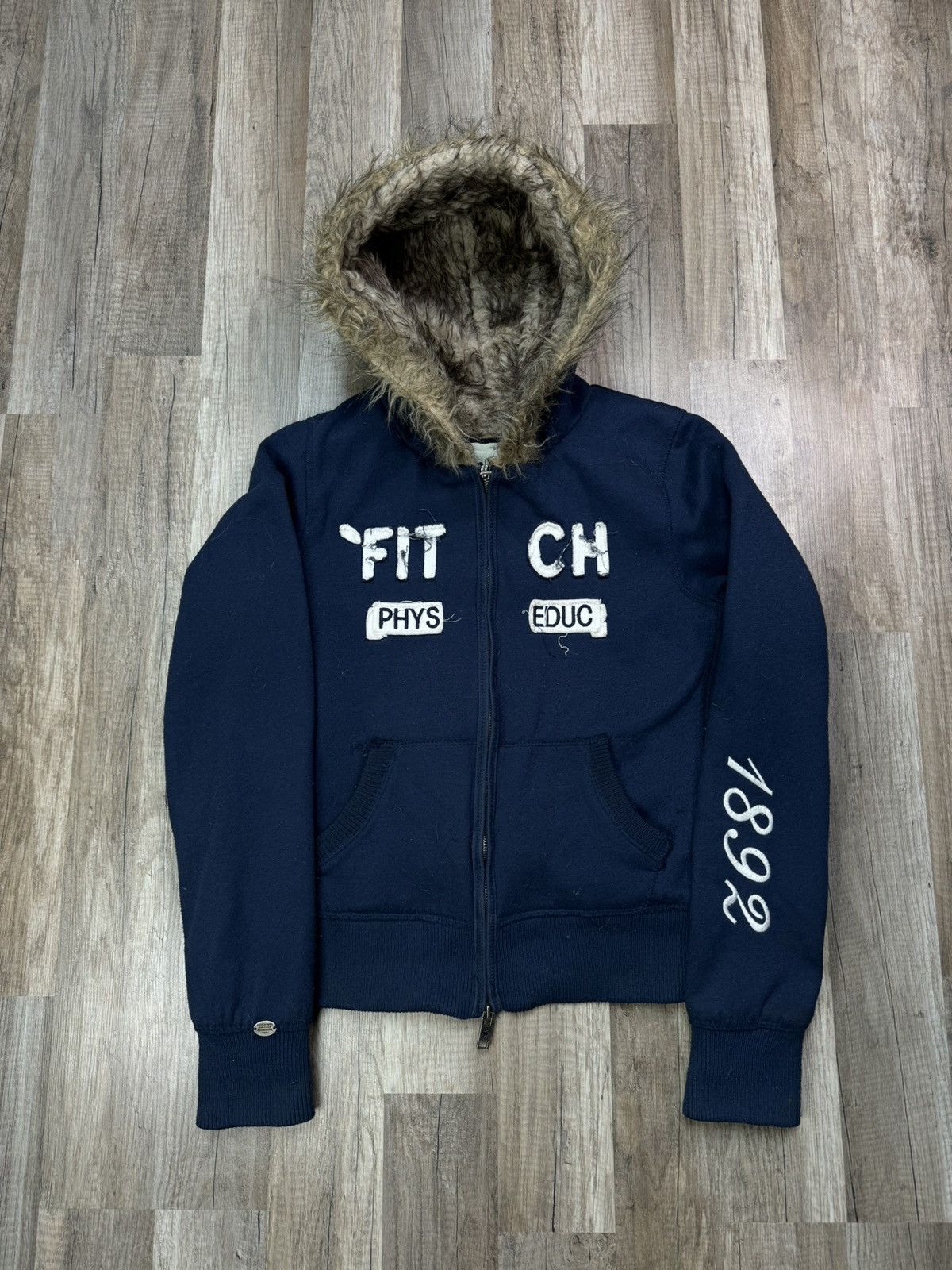 Blue hoodie with fur hood 2025