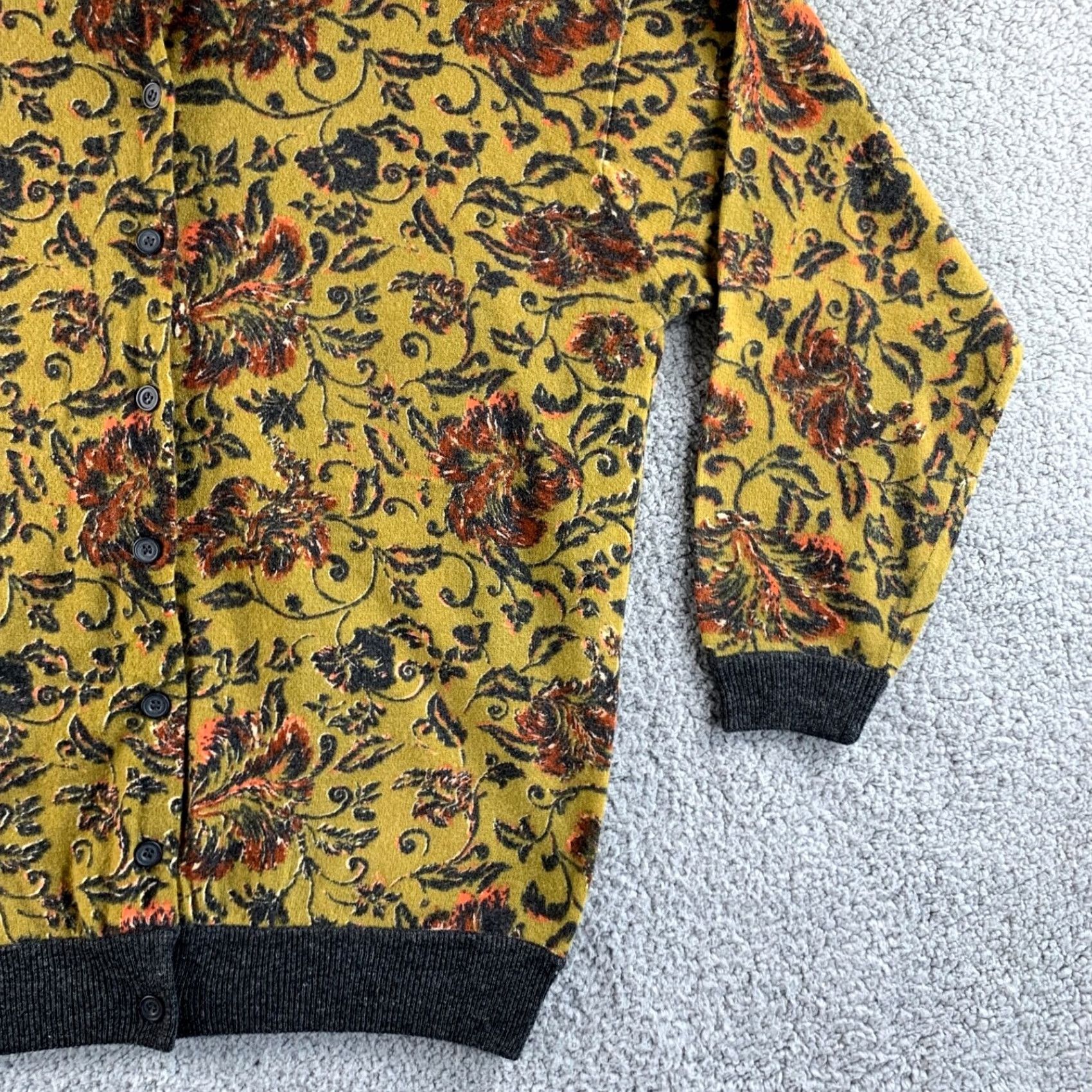 Vintage Heather Ashton Cardigan Sweater Womens Large Green Floral Boho Wool Lambswool Knit Size L / US 10 / IT 46 - 5 Thumbnail