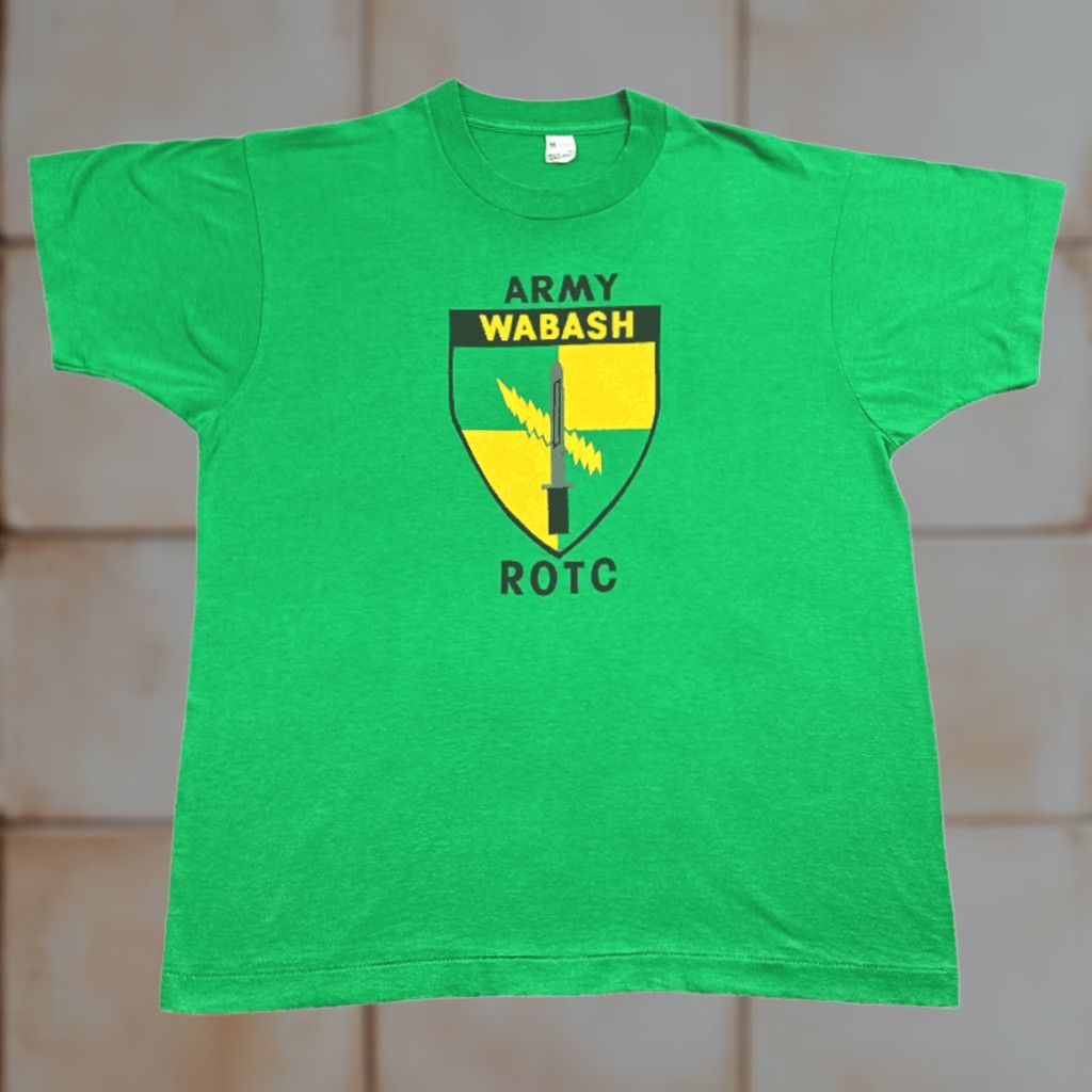 Vintage VINTAGE Army ROTC Shirt Adult LARGE Green Sword Lightning Bolt Shield Crest 80s Shirt Mens XL Size US L / EU 52-54 / 3 - 1 Thumbnail
