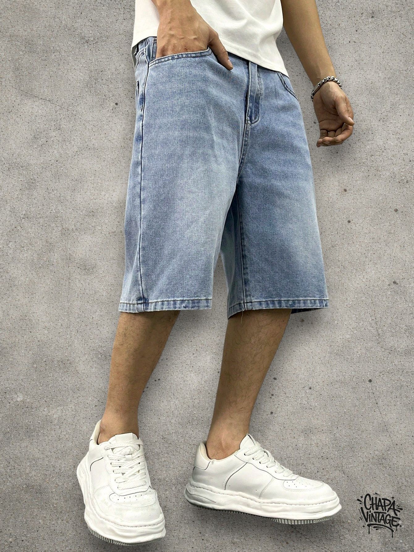 Vintage Baby blue denim shorts Size US 32 / EU 48 - 4 Thumbnail
