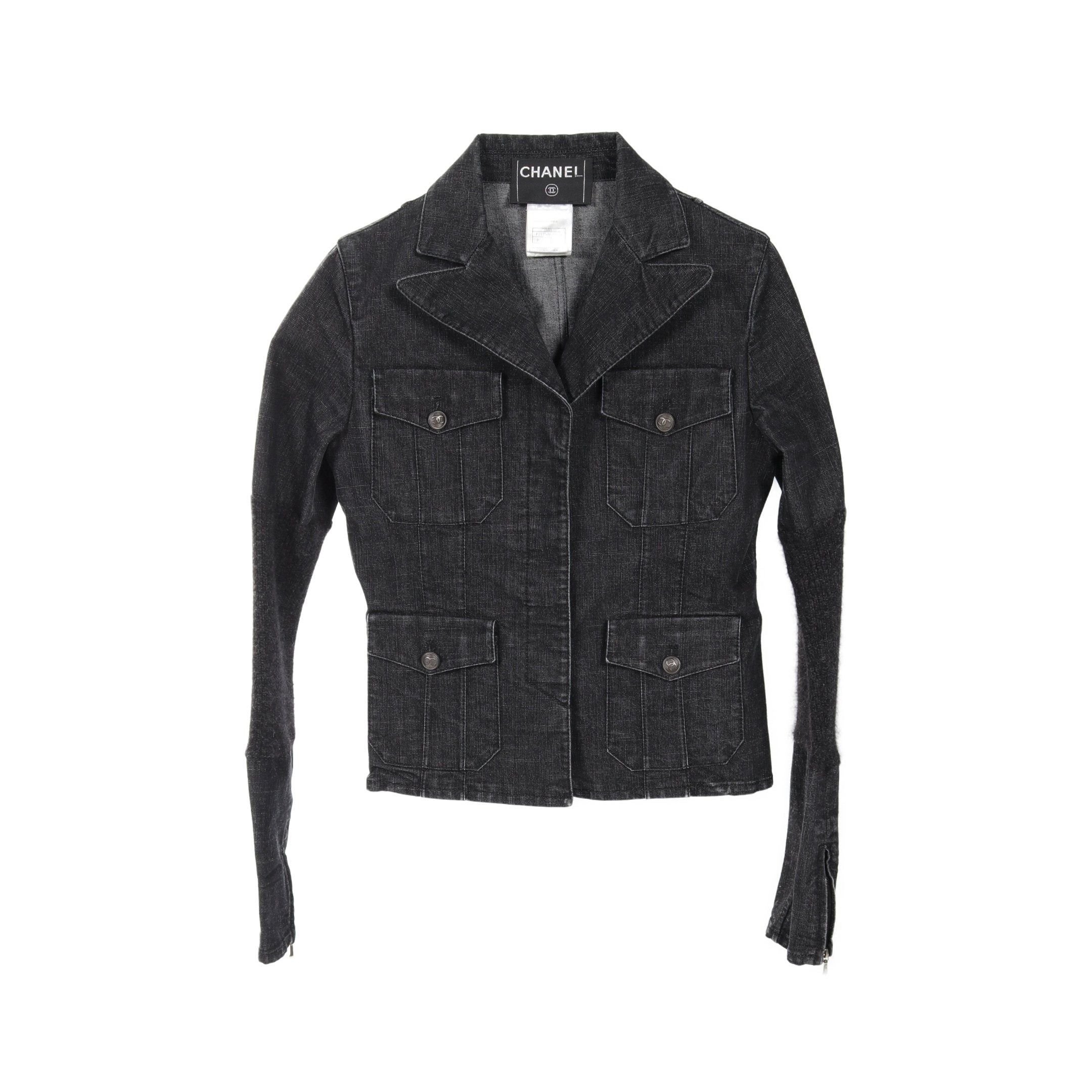 Chanel Vintage Chanel Boutique Denim Boucle Wool Lined
