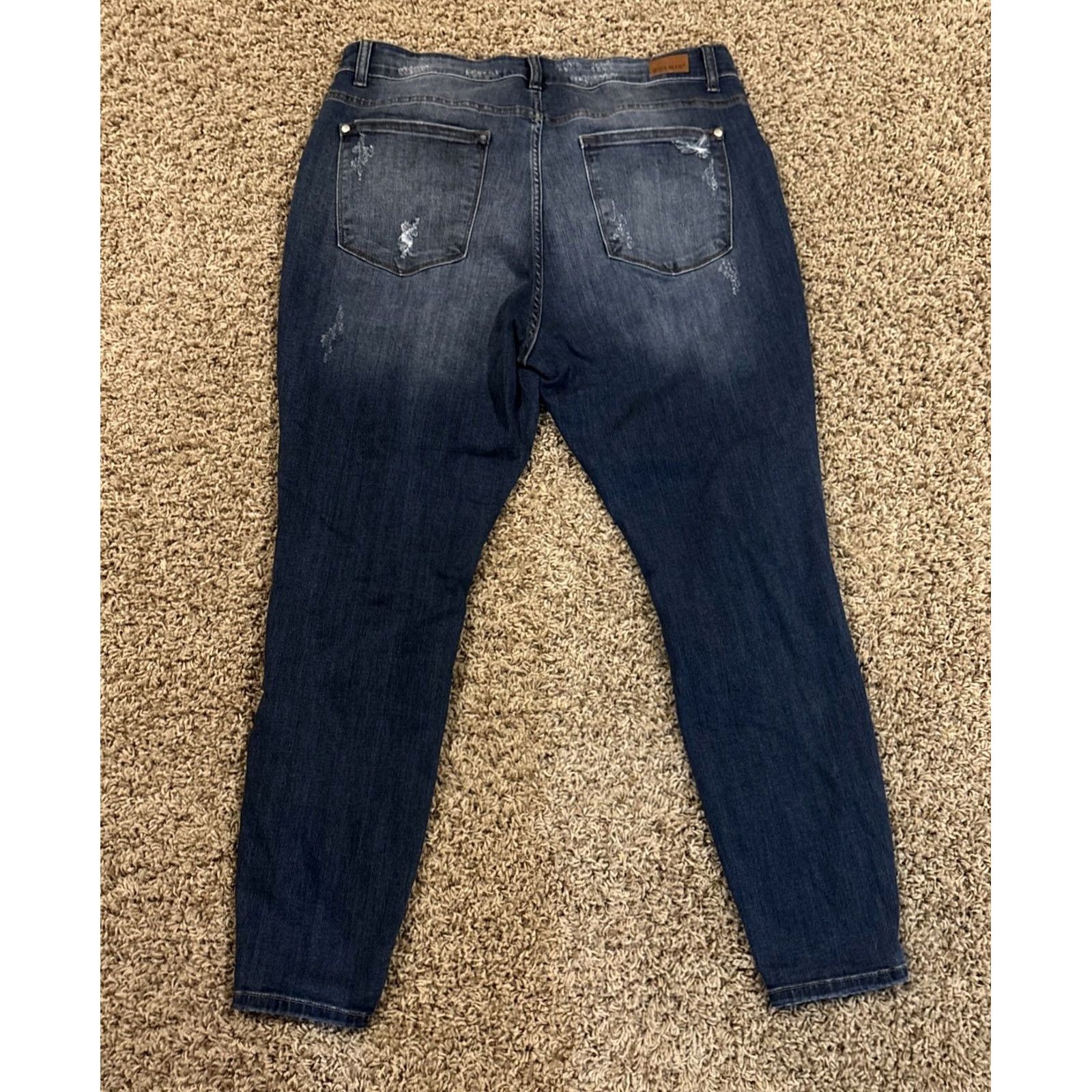 Denime Judy Blue Jeans 20W Plus Skinny Denim Distressed Leopard Print Stretch Bohemian Festival 5-Pocket Women Size 42" / US 20 - 4 Thumbnail