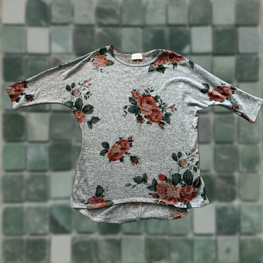 Vintage Bobbie Brooks Women's Short Sleeve Shirt Knit Floral Rose XL Ladies Pattern Size XL / US 12-14 / IT 48-50 - 1 Thumbnail