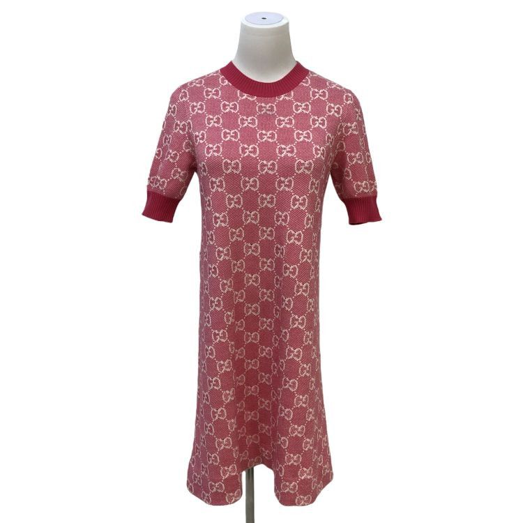 Gucci Gucci Pink GG Monogram Knit Dress Size S Size S / US 4 / IT 40 - 1 Thumbnail