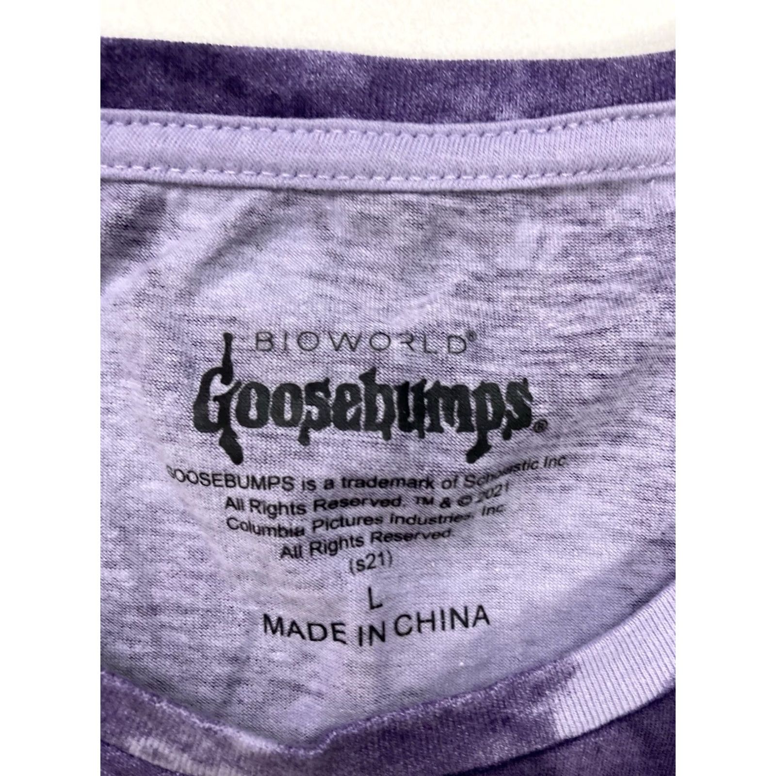 Logo 7 Goosebumps Logo Graphic T-shirt Men L Purple Tie Dye Short Sleeve Crew Neck Halloween Colorful Horror Size US L / EU 52-54 / 3 - 4 Thumbnail
