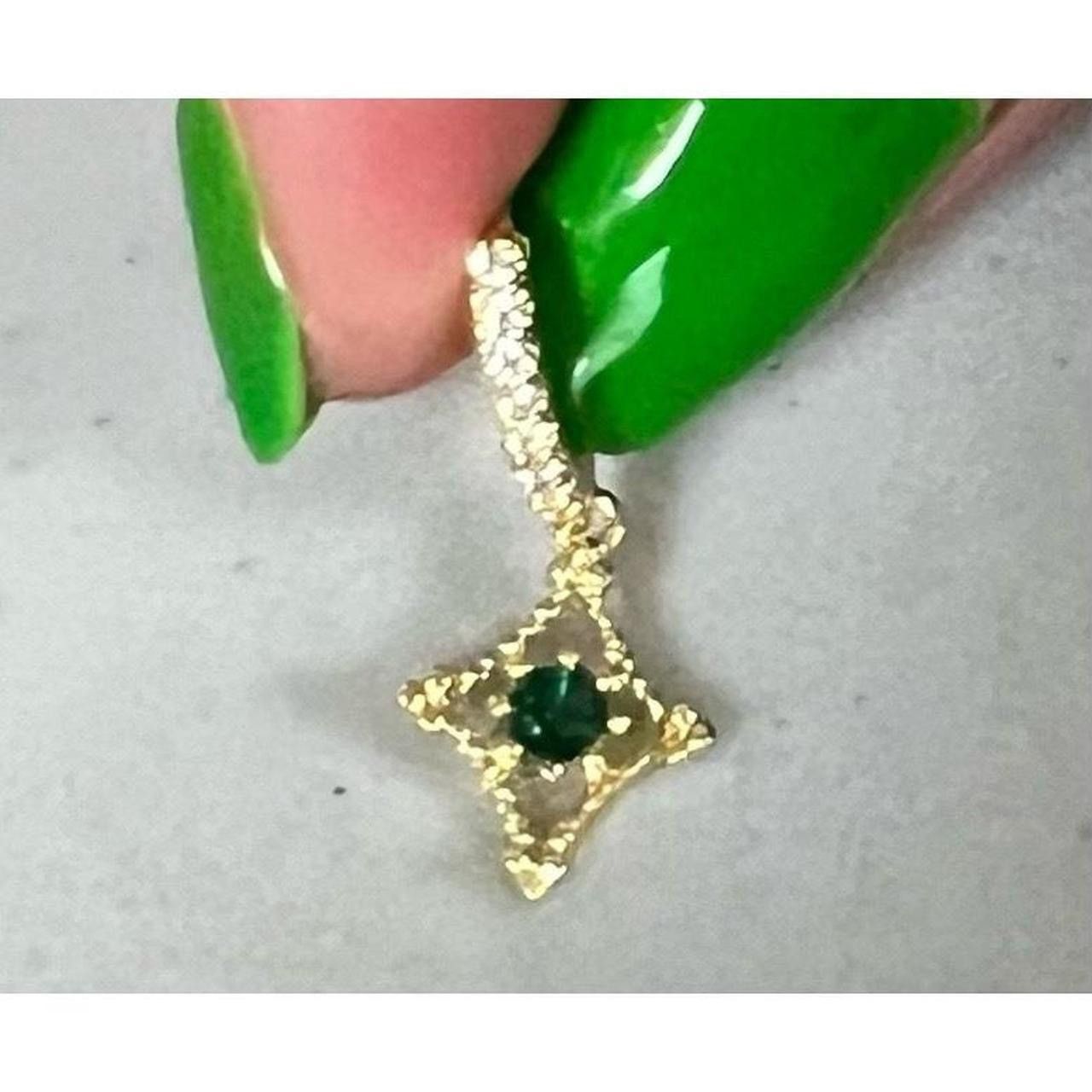Japanese Brand × Jewelry × Vintage Gold Emerald Diamond Dangly Ear Body Earring Hoop Jewelry ✨ Size ONE SIZE - 2 Thumbnail