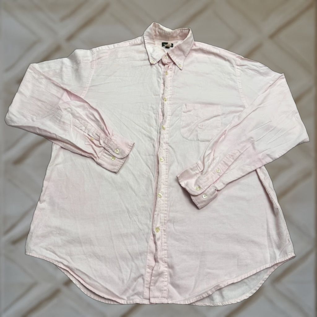 Pinko VINTAGE Henry Shirt Button-Down XL Pink Oxford Long Sleeve Mens 90s Classic Work Size US XL / EU 56 / 4 - 1 Thumbnail