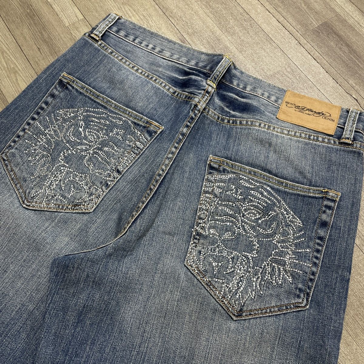 Christian Audigier × Ed Hardy × Vintage Ed hardy y2k jeans shorts Size US 35 - 2 Thumbnail