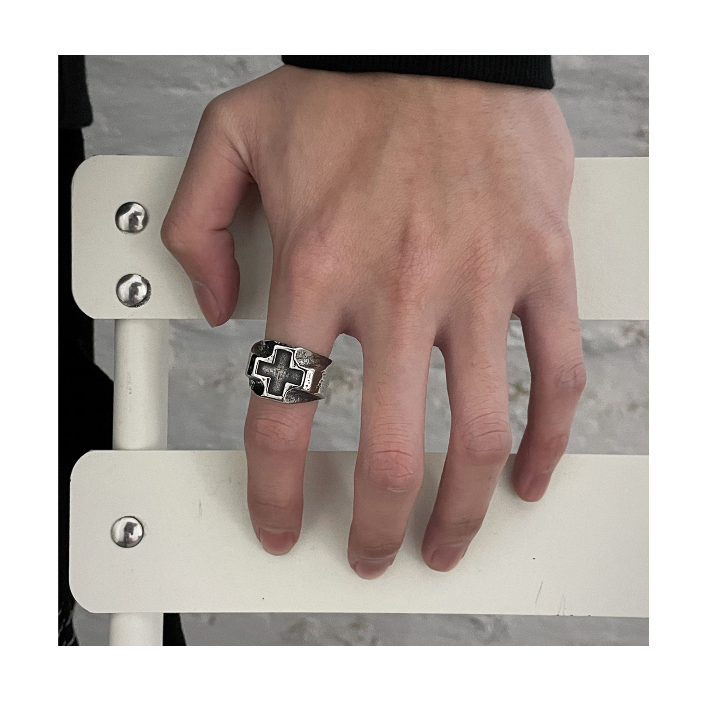 Jewelry Cross Punk Jewelry Rings Open Size Chrome Ring (Size 7-13) Size ONE SIZE - 4 Thumbnail