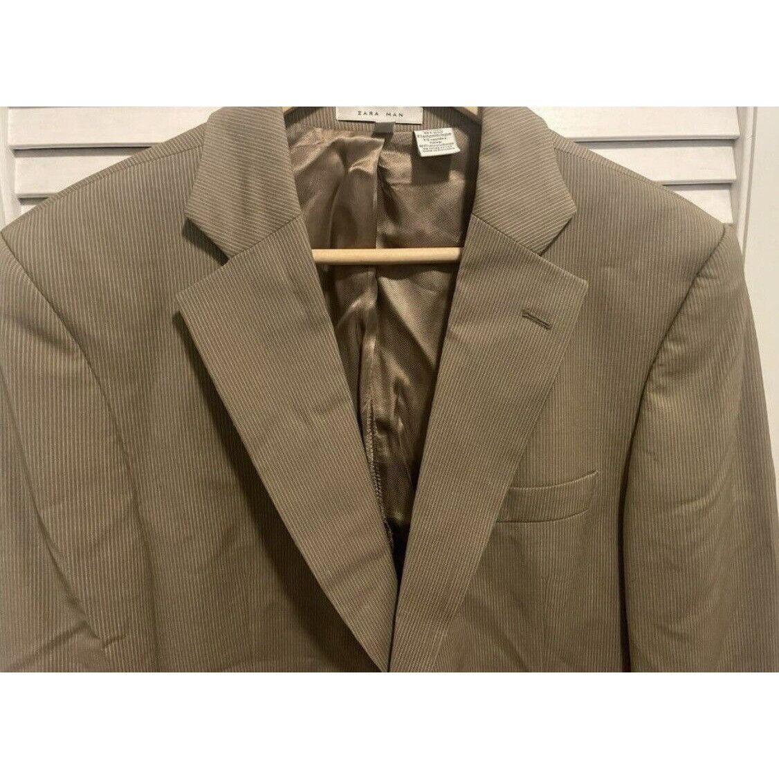 Zara Zara Man Men’s Blazer Brown Striped 2 Button Size 38 Size 38R - 2 Thumbnail