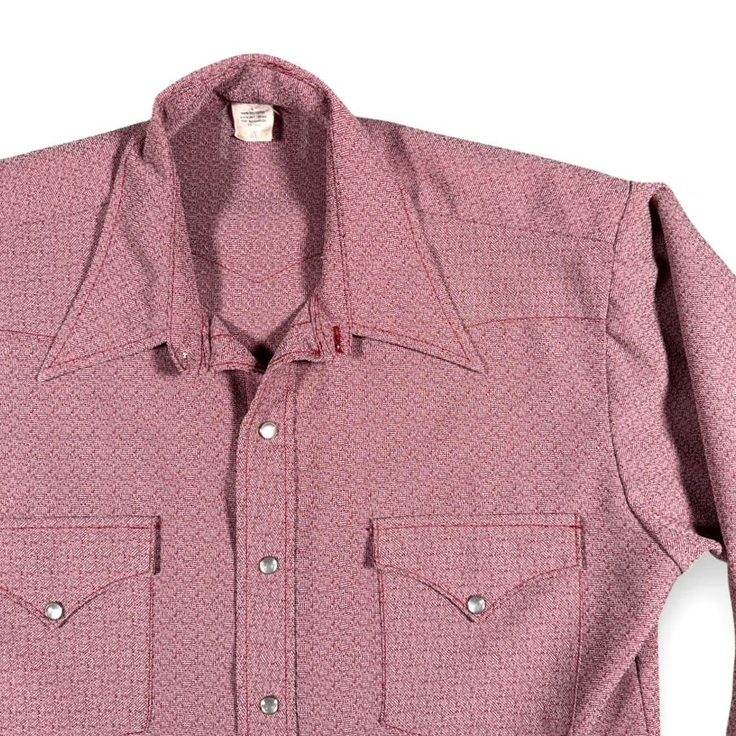 Vintage VINTAGE Western Shirt Adult MEDIUM Red Heather Rose Cowboy Rodeo Pearl Snap 70s Size US M / EU 48-50 / 2 - 2 Thumbnail