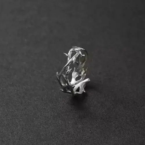 Jewelry × Vintage Punk Irregular Thorns Couple Ring Adjustable Size ONE SIZE - 3 Thumbnail