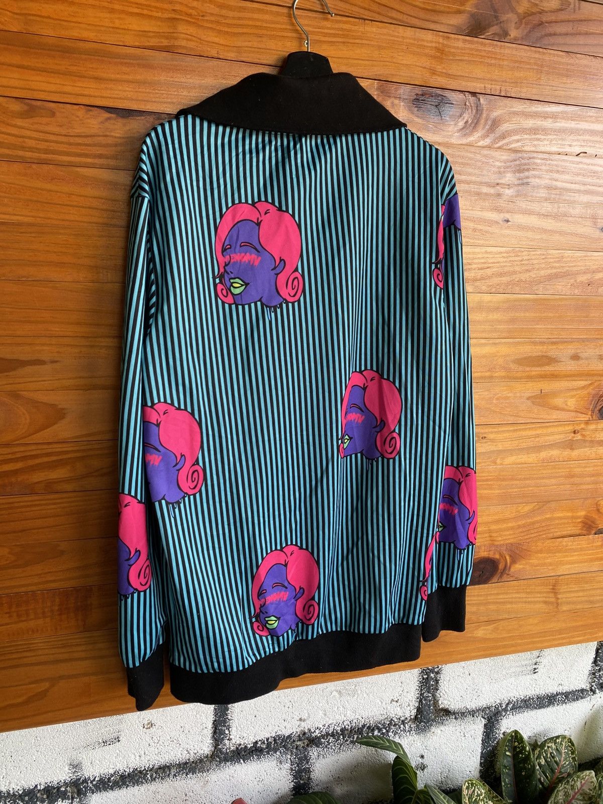 Japanese Brand After Venom Graphic Zip Jacket – Pop Art Face Print Striped Size L / US 10 / IT 46 - 14 Thumbnail