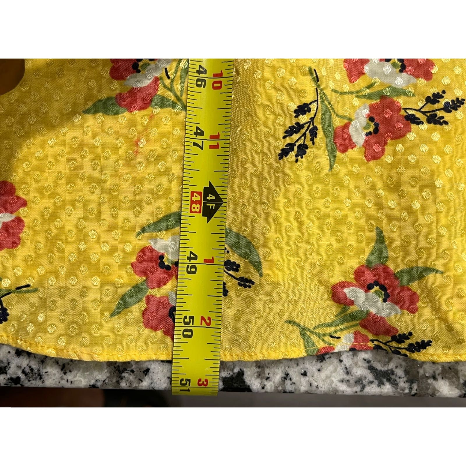 Vintage Jill Jill Stuart Women's Yellow Floral Shadow Dot Midi Retro Dress Size 14 Size XL / US 12-14 / IT 48-50 - 6 Thumbnail