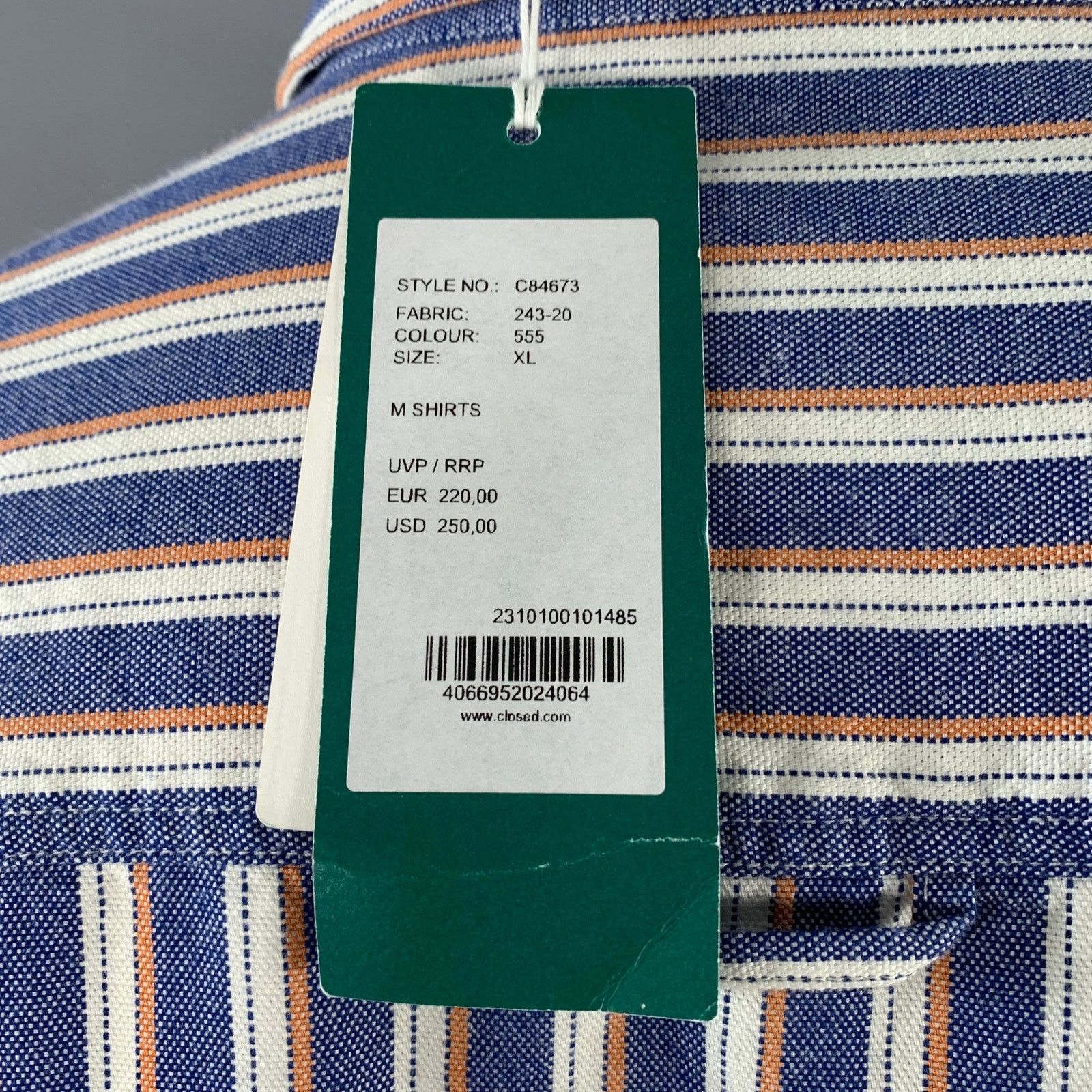 CLOSED Blue White Orange Stripe Cotton Two Pockets Shirt Size US XL / EU 56 / 4 - 6 Thumbnail