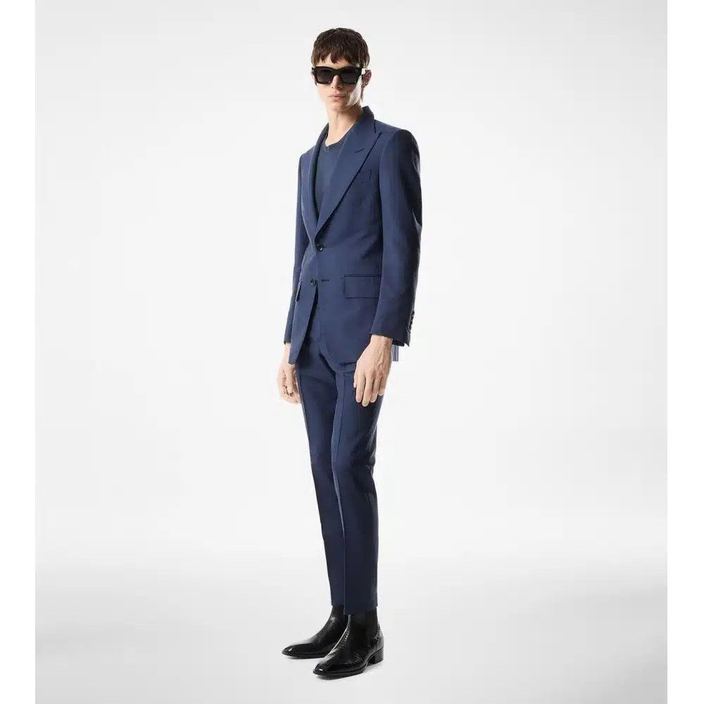 Tom Ford o1loc1c0226 JHEP01 Pure Silk Shelton Jacket in Blue Size US M / EU 48-50 / 2 - 2 Thumbnail