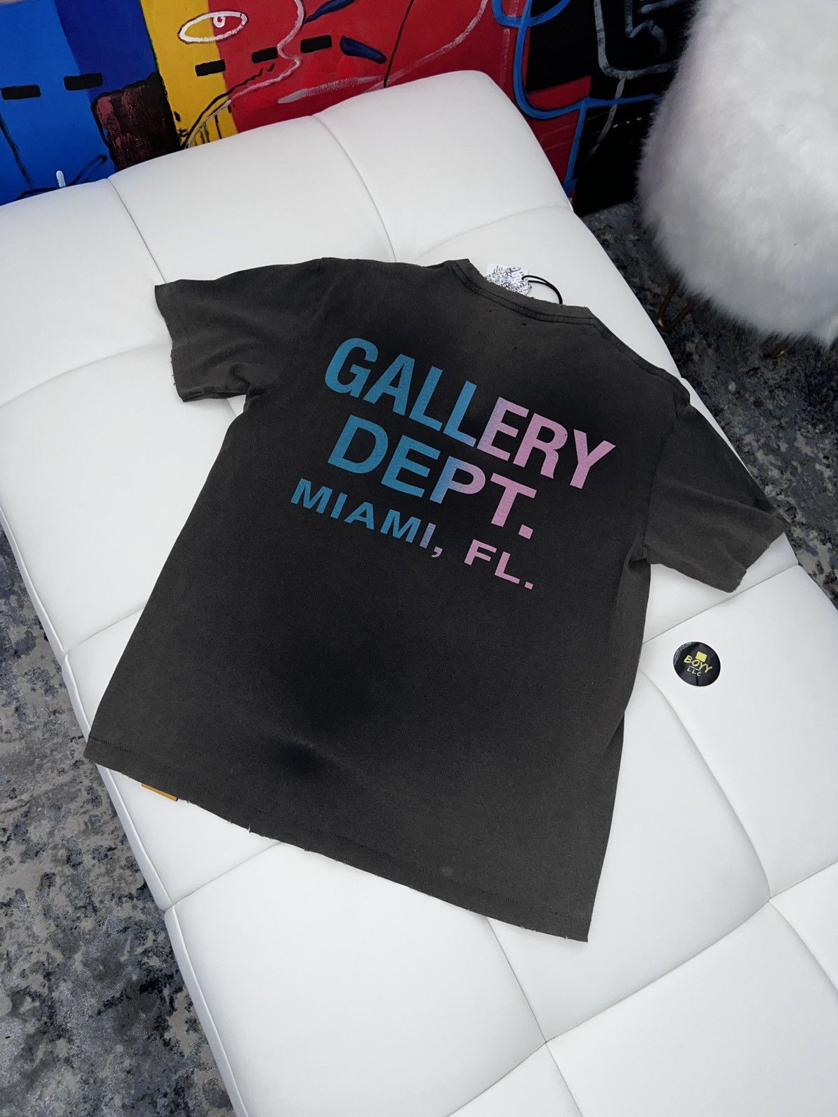 image of Gallery Dept Sun Fadded Logo T Shirt in Black, Men's (Size Medium)