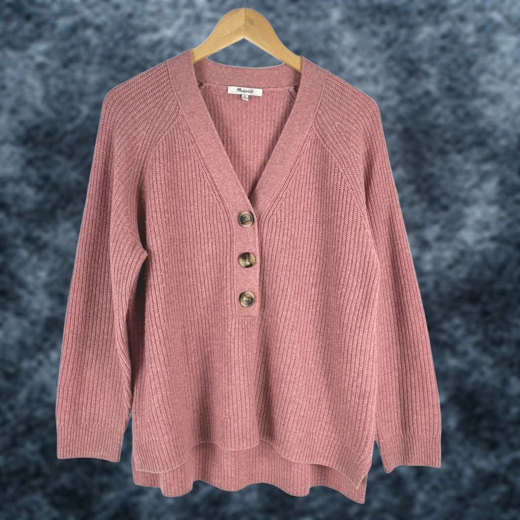 Madewell Madewell Lyle Rib Henley Sweater Pink Merino Wool Womens Medium Size M / US 6-8 / IT 42-44 - 1 Thumbnail