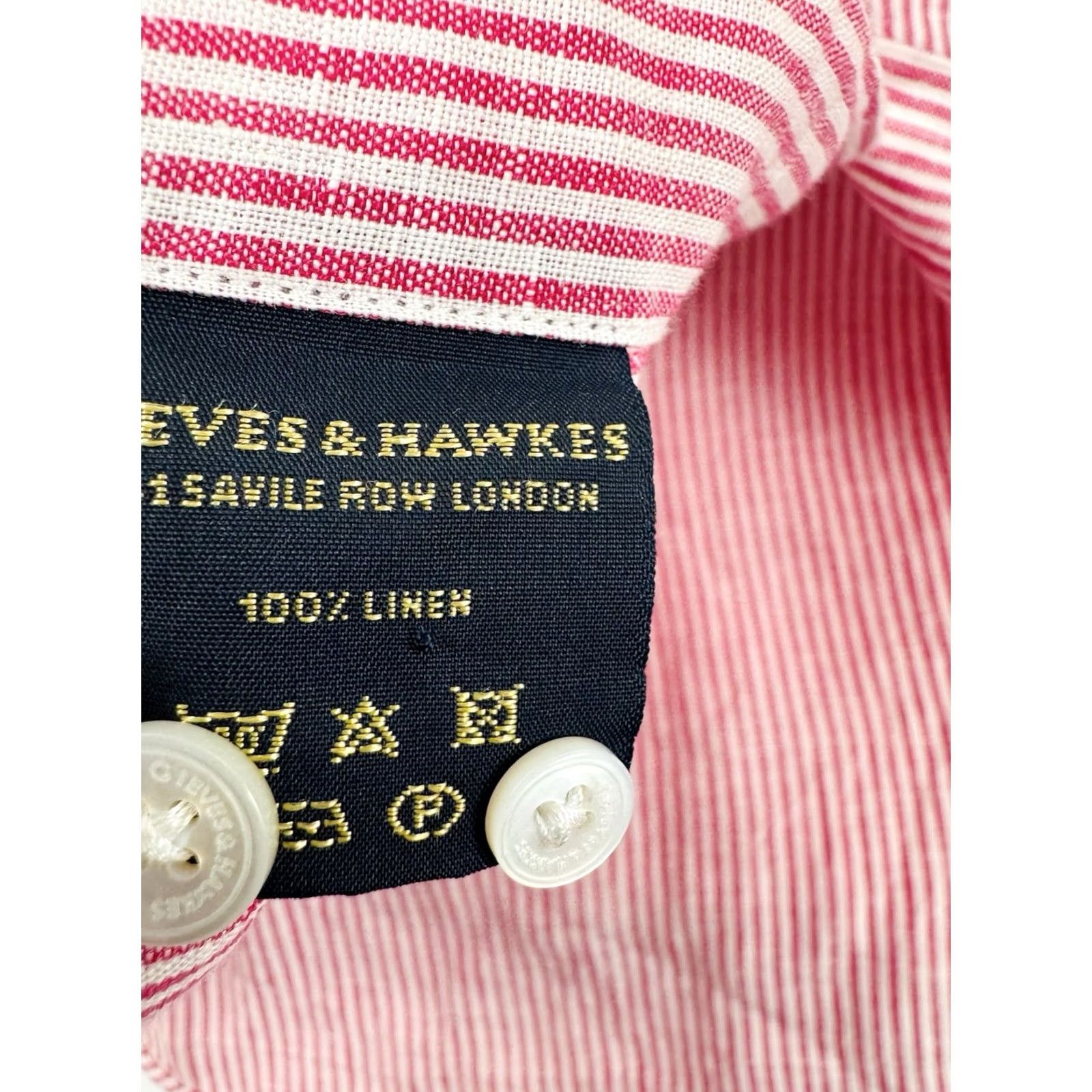 Gieves & Hawkes Gieves & Hawkes Linen Shirt 16.5 / 42 Mens Red White Dress Shirt Button Front EXCELLENT Size US L / EU 52-54 / 3 - 4 Thumbnail