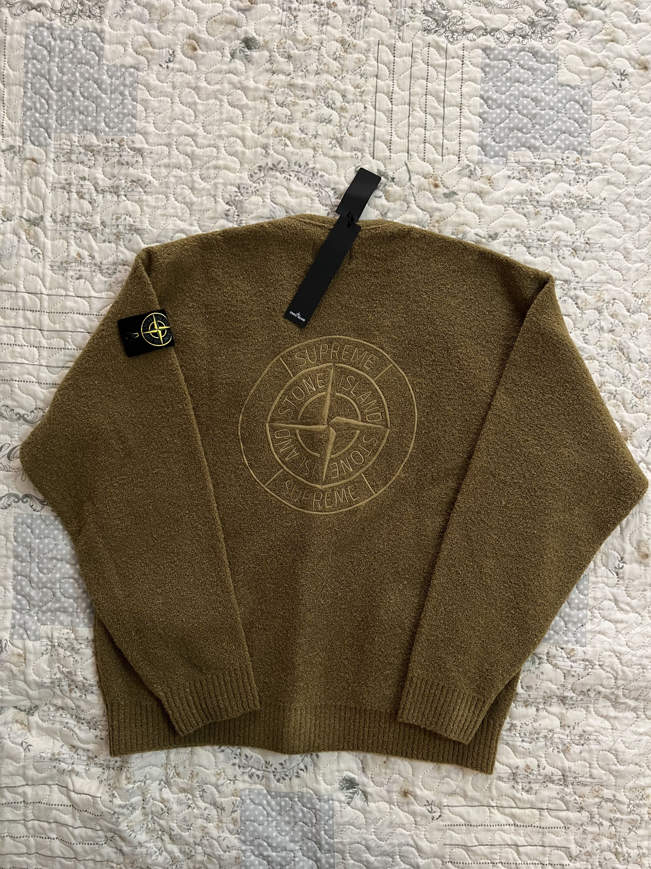 Stone Island × Supreme Supreme Stone Island Bouclé Cardigan olive M Size US M / EU 48-50 / 2 - 13 Thumbnail