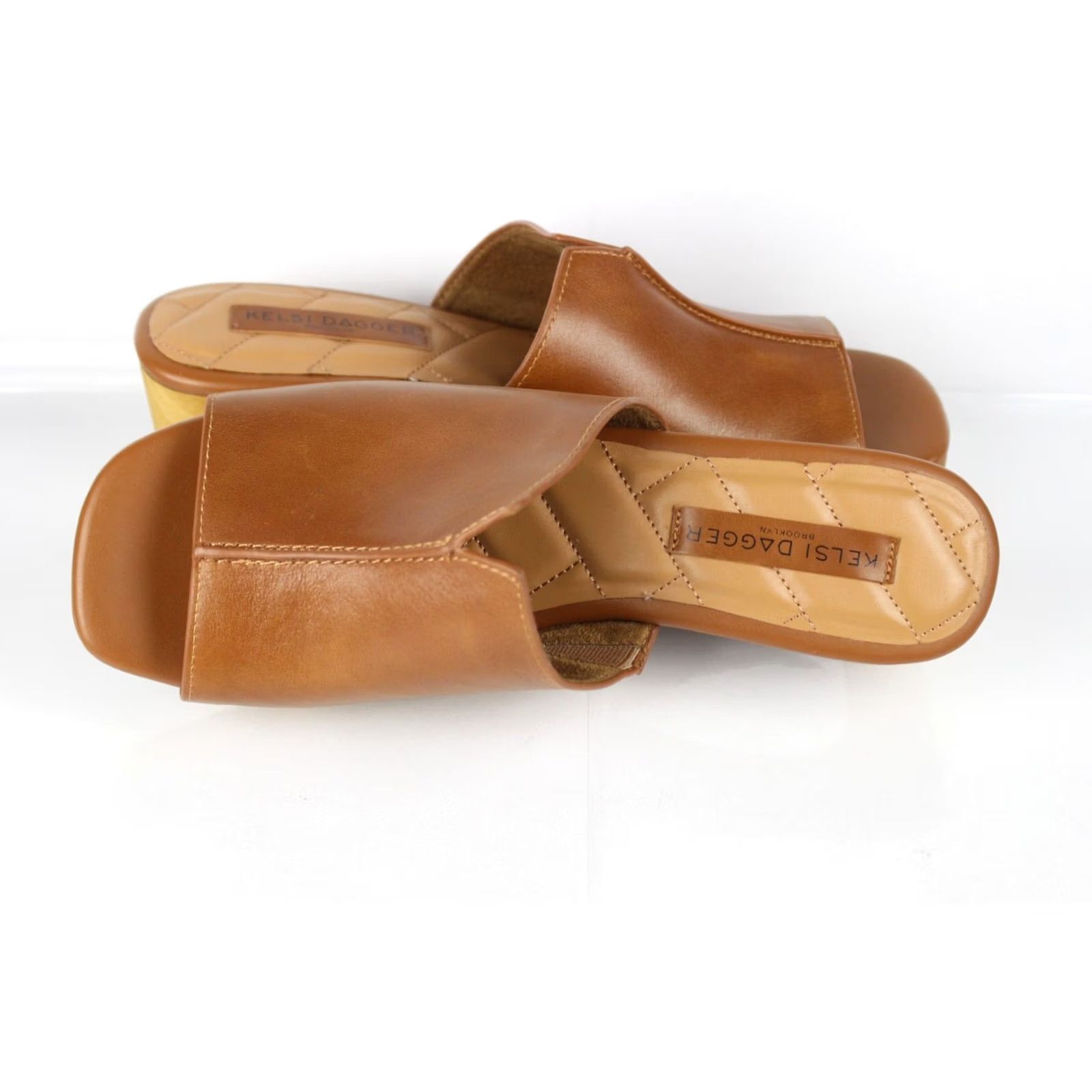 Vintage Kelsi Dagger Women's Ryan Platform Sandals Wood Grain Fox Brown Size 10M Brown Leather Slide Casual Formal Sandal Womens 10 Medium Fox Brown Size US 10 / IT 40 - 3 Thumbnail