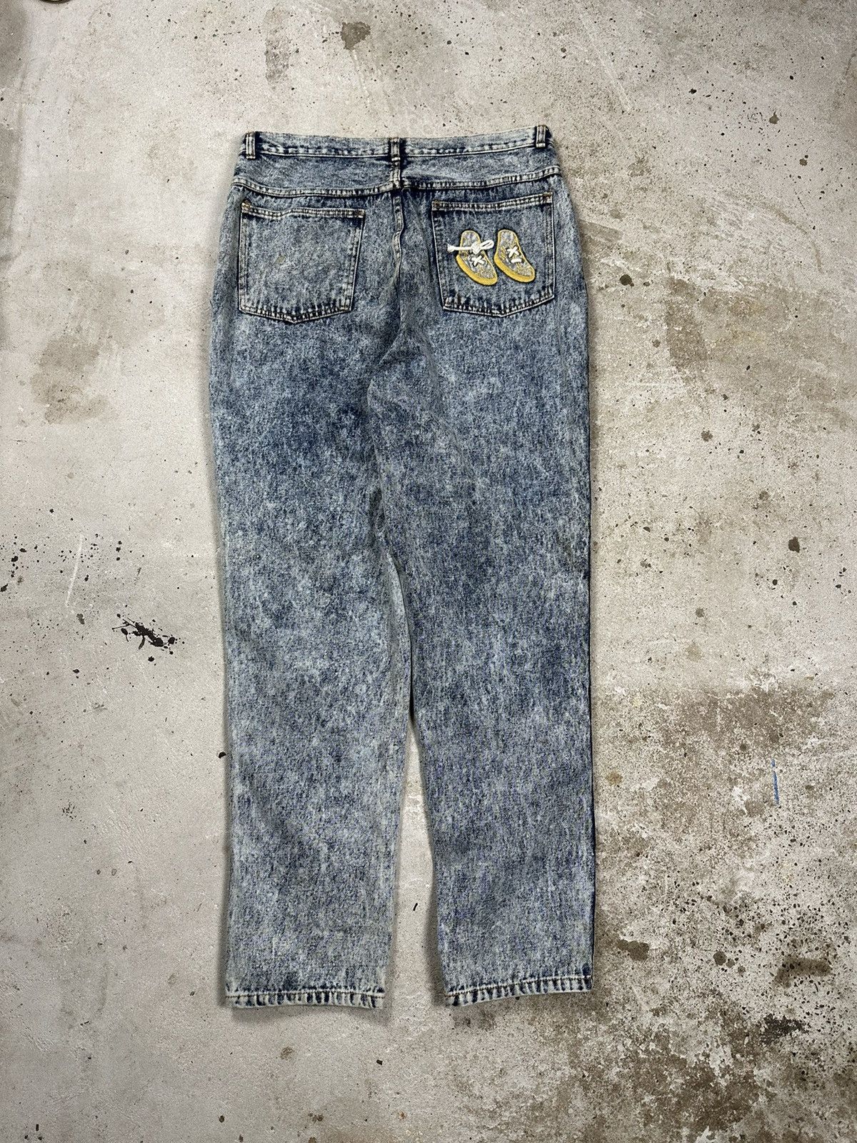 JNCO × Vintage Vintage 90s Acid Washed Blue Denim Pants Embroidery Sneakers Size US 34 / EU 50 - 2 Thumbnail
