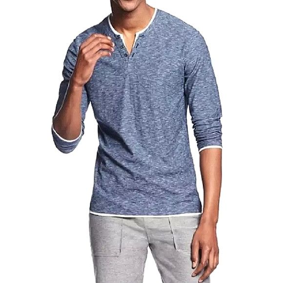 I.N.C INC Replen Heathered Split V-Neck Long Sleeve Knit Tee NWT Size US XXL / EU 58 / 5 - 1 Thumbnail