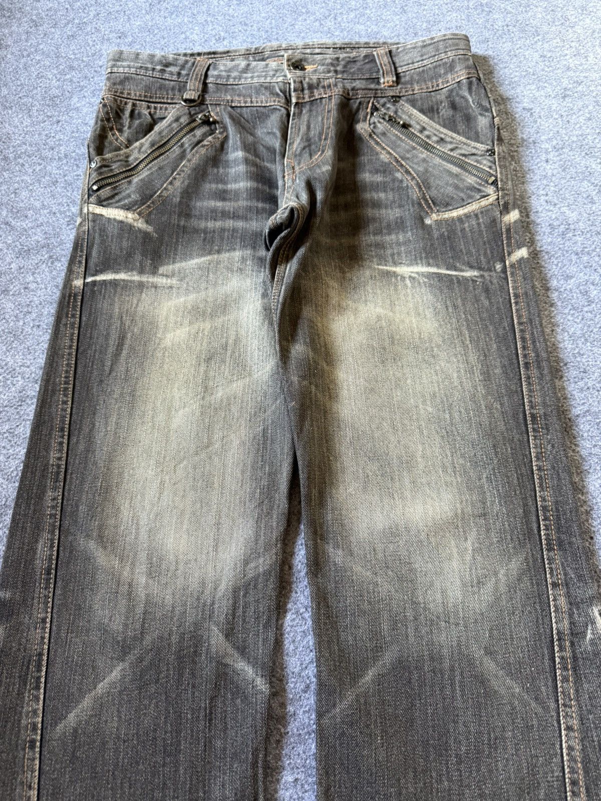 If Six Was Nine Double Focus Japan Asymmetrical Double Waist Flared Jeans Size US 30 / EU 46 - 4 Thumbnail