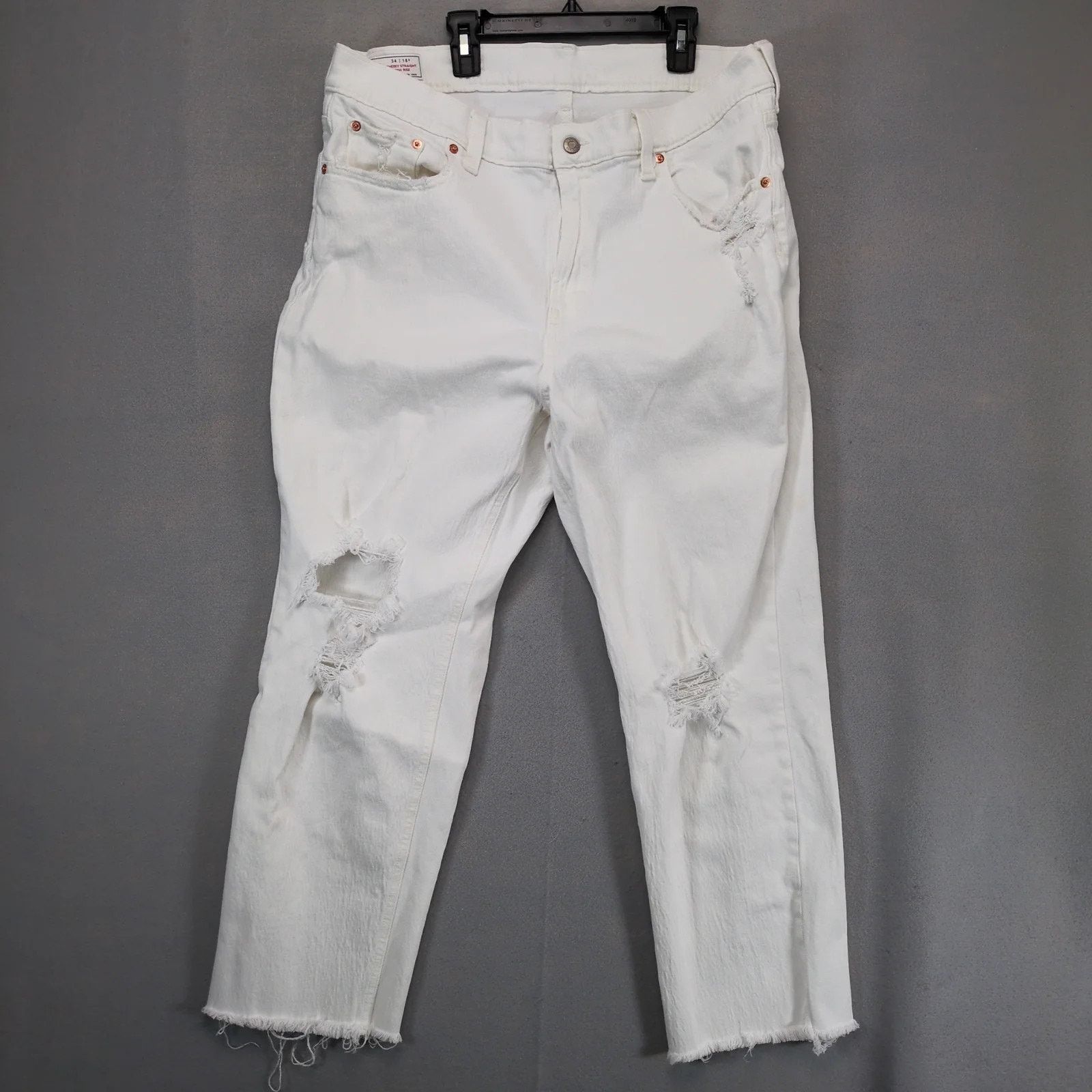 Gap Gap Cheeky Straight High Rise White Jeans Womens 18R Stretch Size 40" / US 18 - 1 Thumbnail