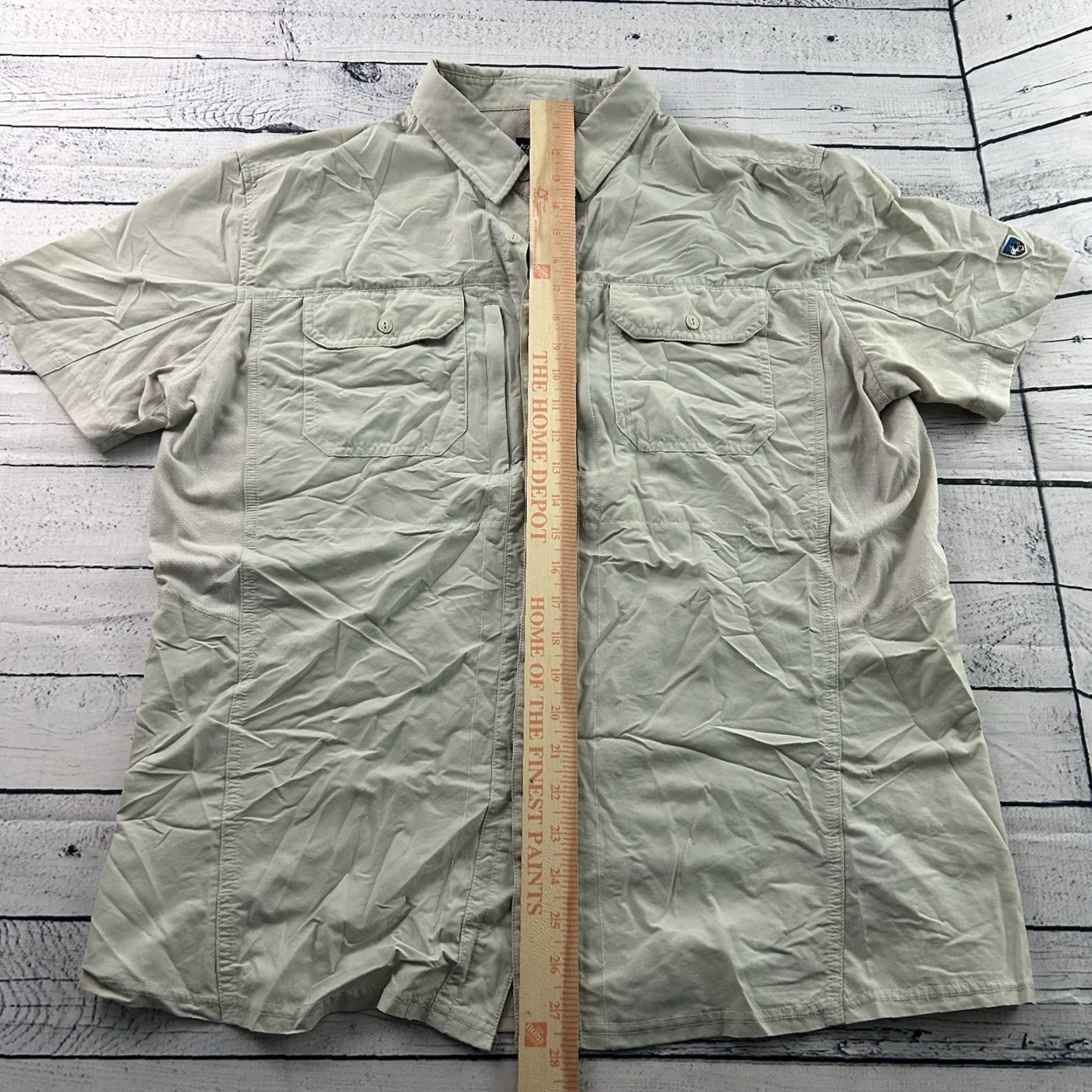 Vintage KUHL Short Sleeve Button-Up Shirt Mens Large Beige Outdoor Size US L / EU 52-54 / 3 - 2 Thumbnail