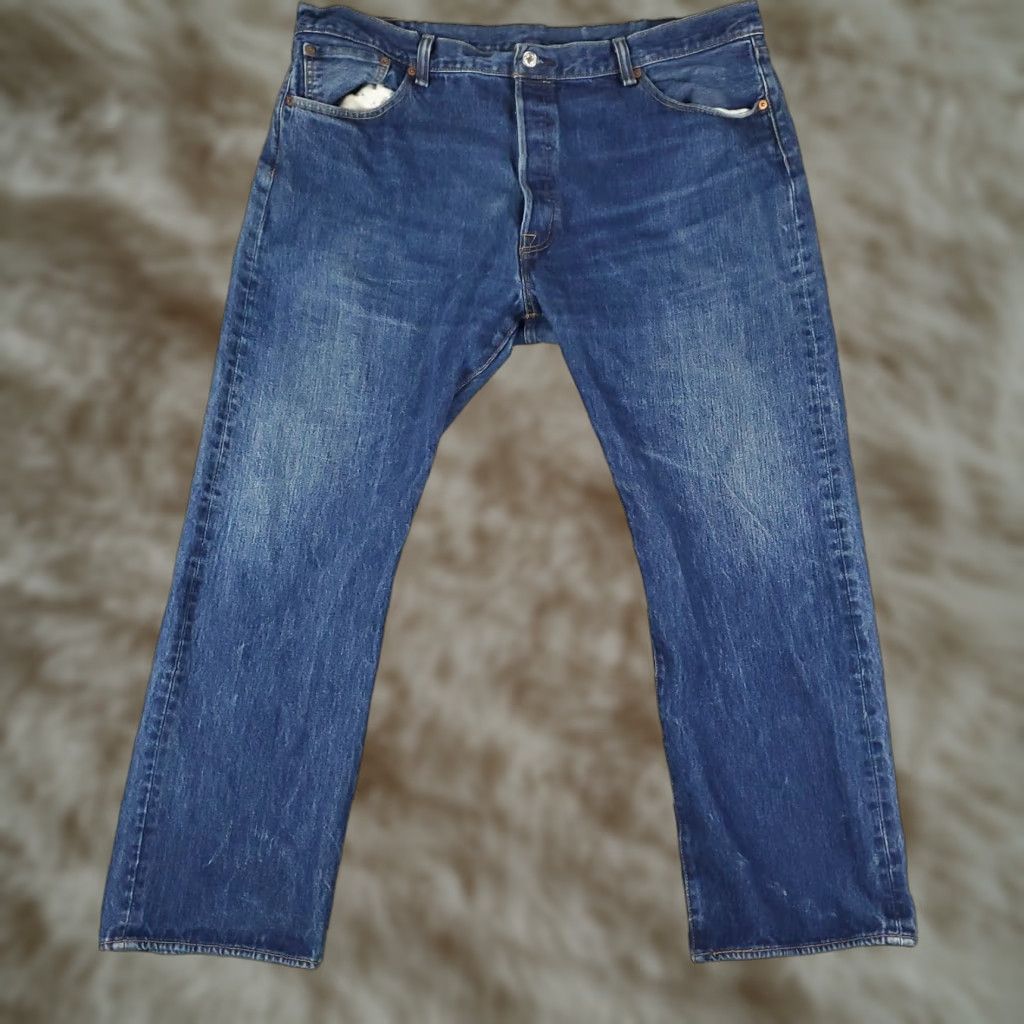 Levi's Levi's 501 Jeans Mens Regular Fit 42x30 Blue Button Fly Straight Leg Denim Pants Size US 42 / EU 58 - 1 Thumbnail