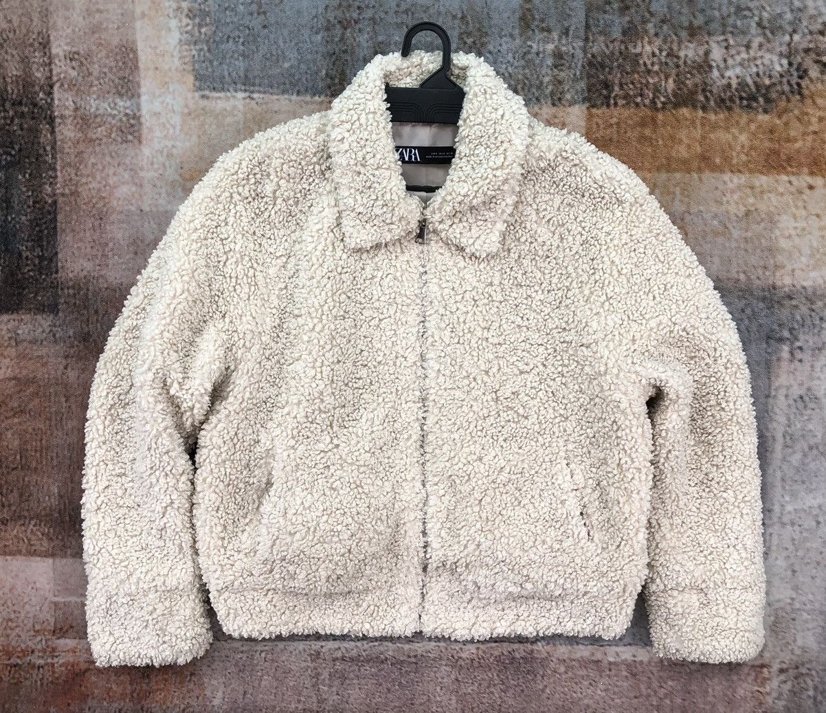 Bomber Jacket Streetwear Zara Zara Fleece Sherpa Teddy Bomber Zip Up Jacket Grailed