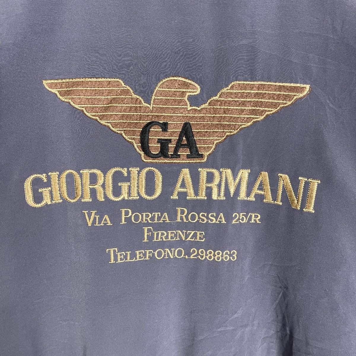 Giorgio Armani Vintage Giorgio Armani Eagle Firenze Address Bomber Jacket Size US M / EU 48-50 / 2 - 7 Thumbnail