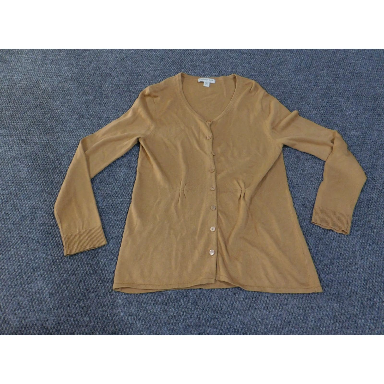Coldwater Creek Coldwater Creek Cardigan Sweater Womens Small Tan V Neck Button Front Knit Size S / US 4 / IT 40 - 2 Thumbnail