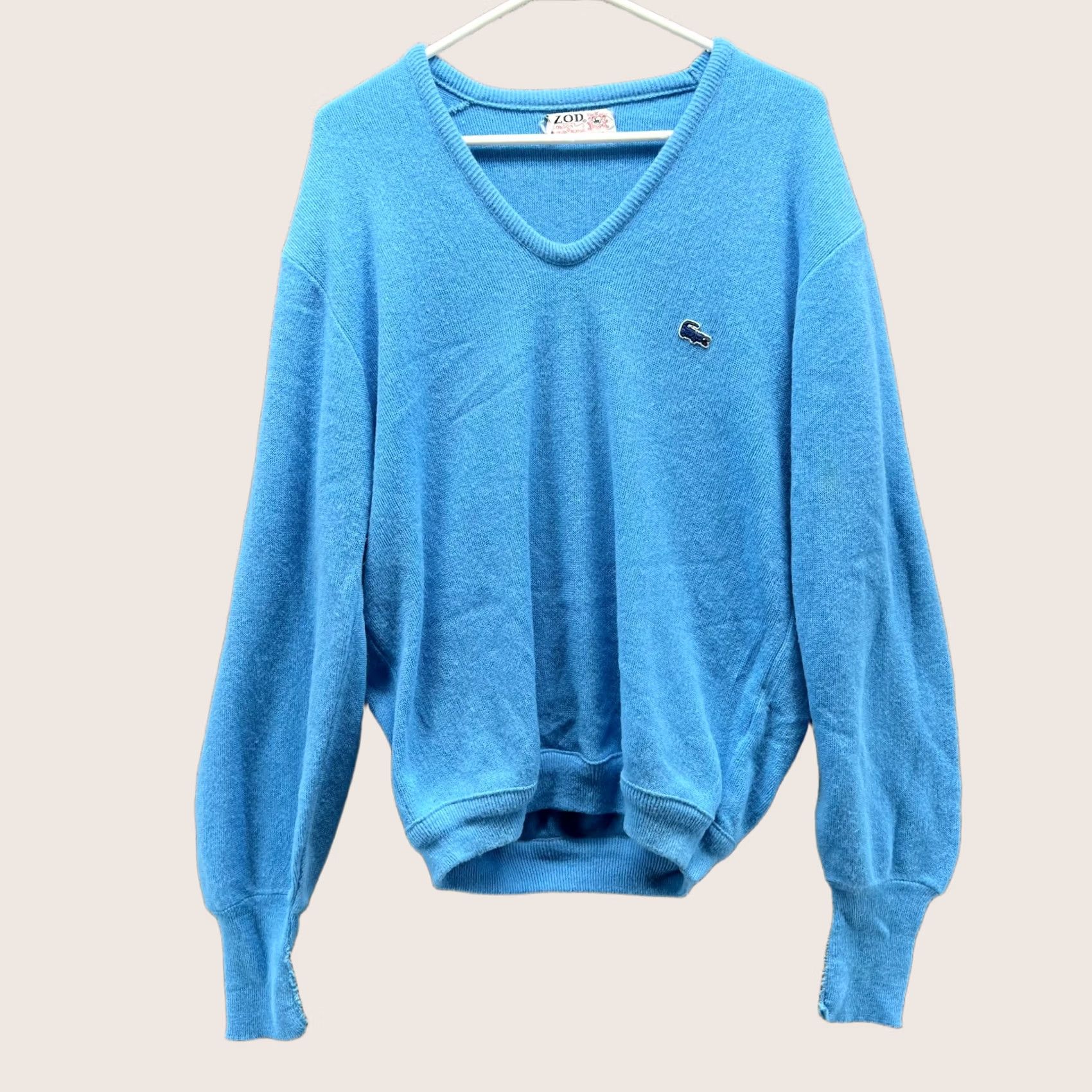 Lacoste VINTAGE Izod x Lacoste Sweater Womens Large Blue Acrylic V Neck Pullover 90s USA Size L / US 10 / IT 46 - 1 Thumbnail