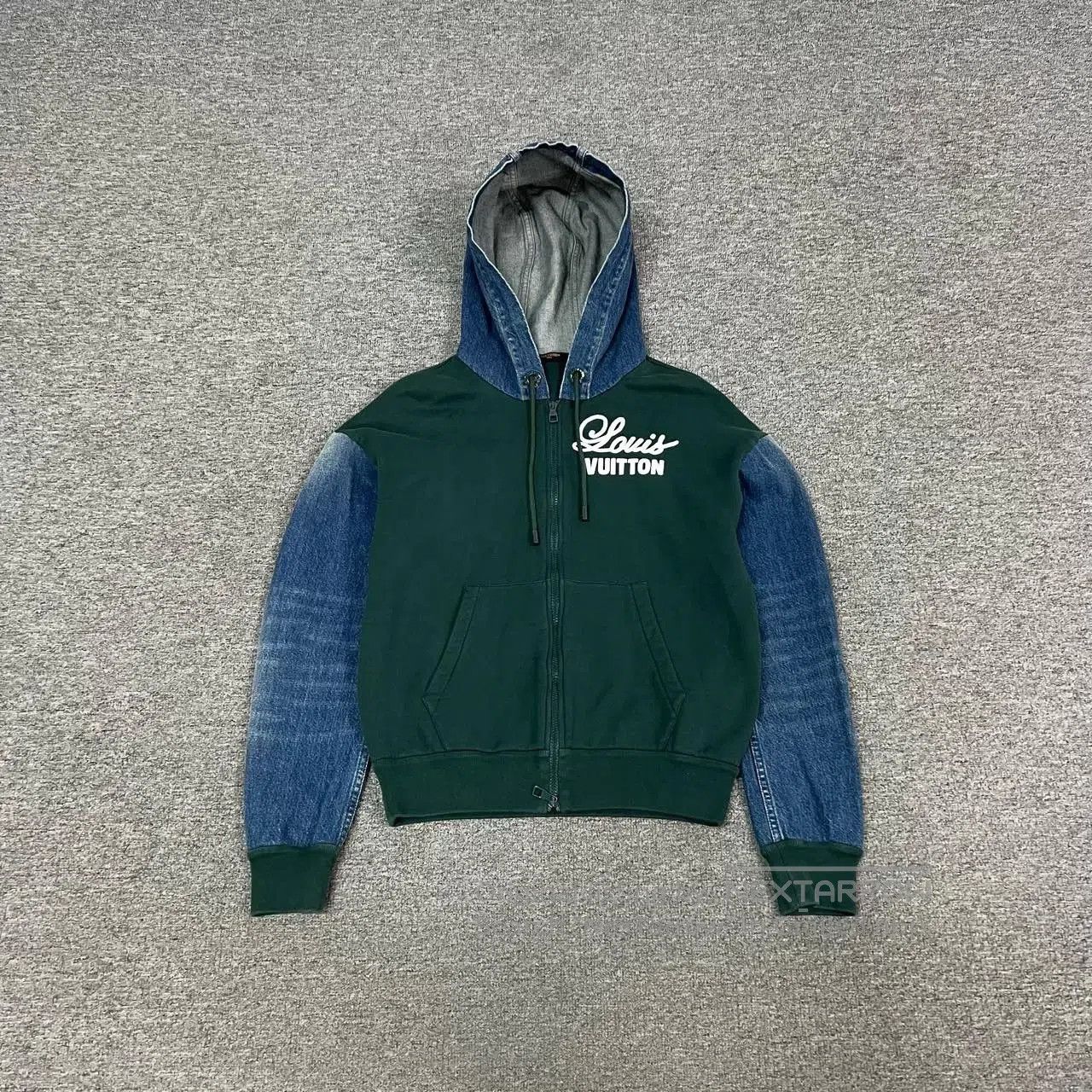Louis Vuitton Louis Vuitton Green Denim Sleeves Hooded Jacket. Size XS / US 0-2 / IT 36-38 - 1 Thumbnail
