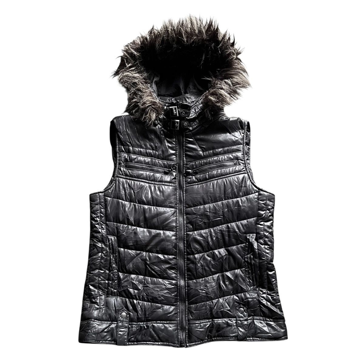 20471120 2000s Mossimo Gothic Punk Style Down Jacket Fur Vest Size US L / EU 52-54 / 3 - 1 Thumbnail