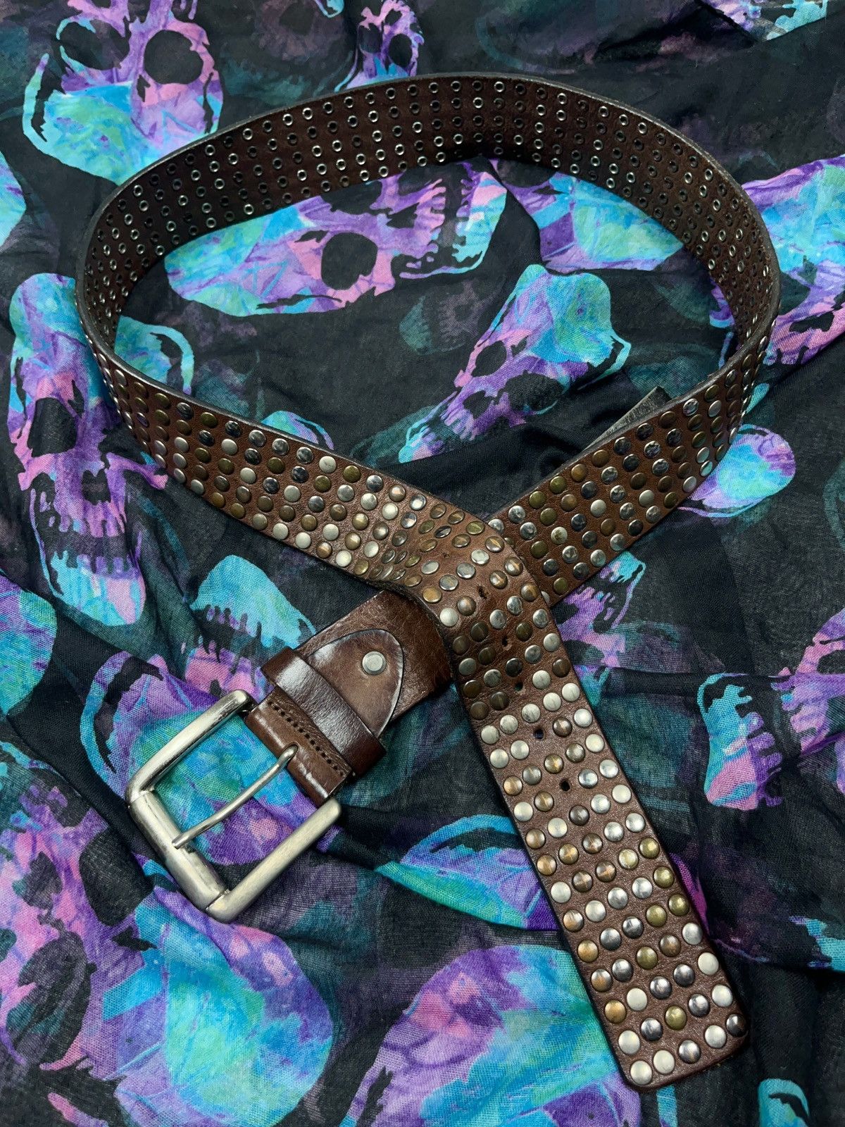 Vintage Ego Ism Studded Leather Belt Handmade in Italy